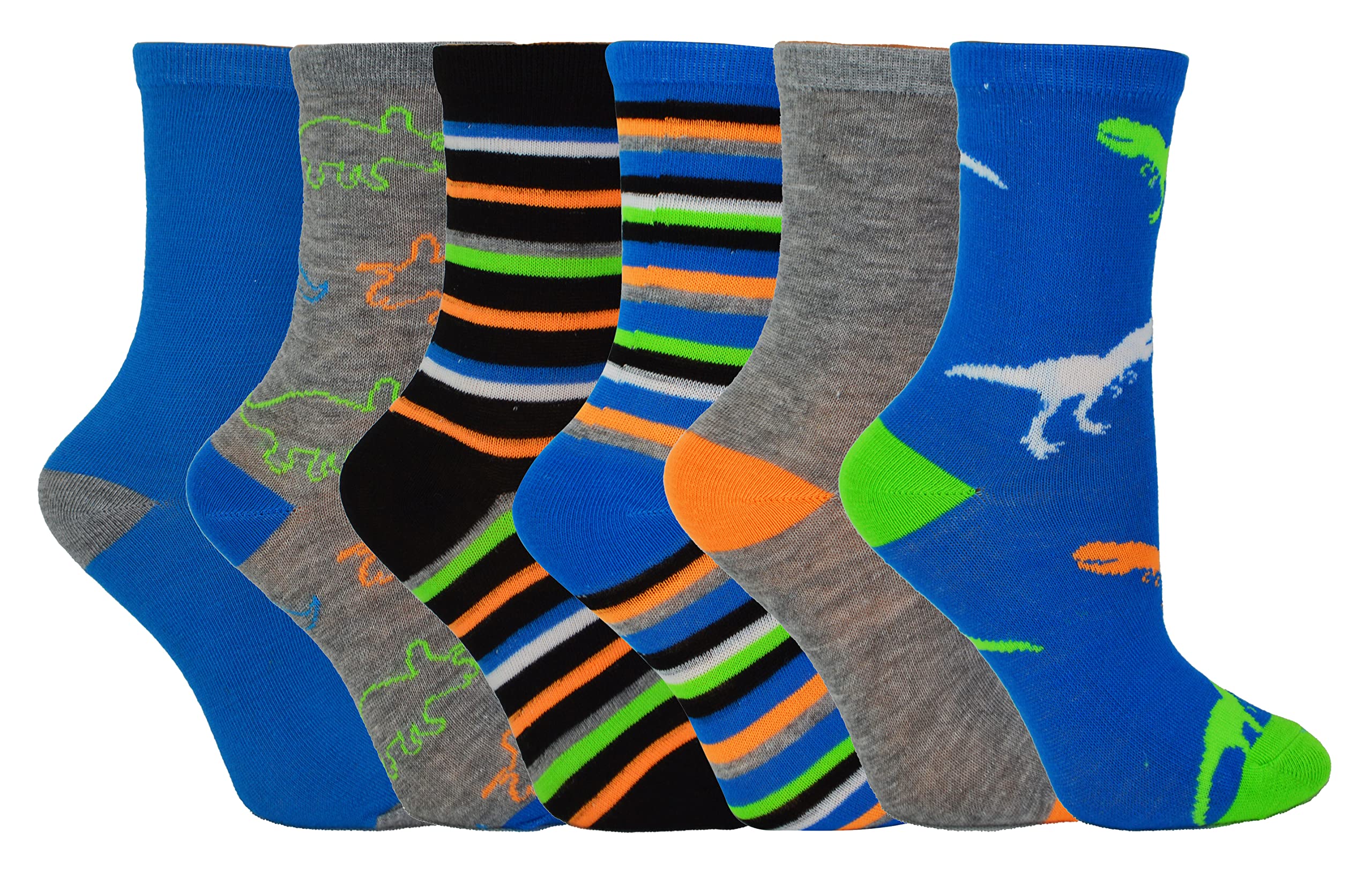 Sock Snob Boys Dinosaurs 6 Pairs Assorted Novelty Fashion Ankle Socks | Colourful | Funky (8-11 Years, )