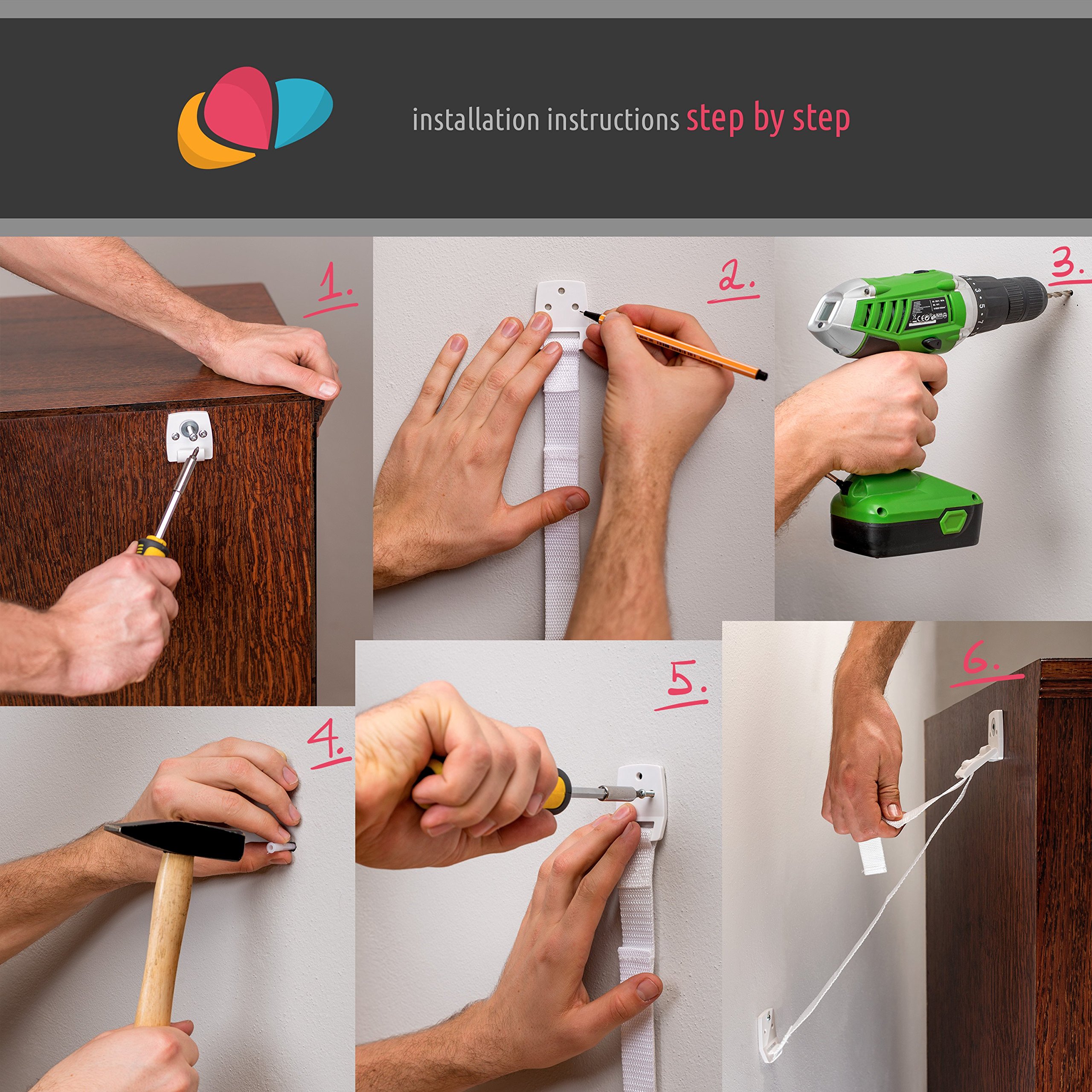 Furniture wall straps / Anti tip TV safety straps by ChippKidx272E