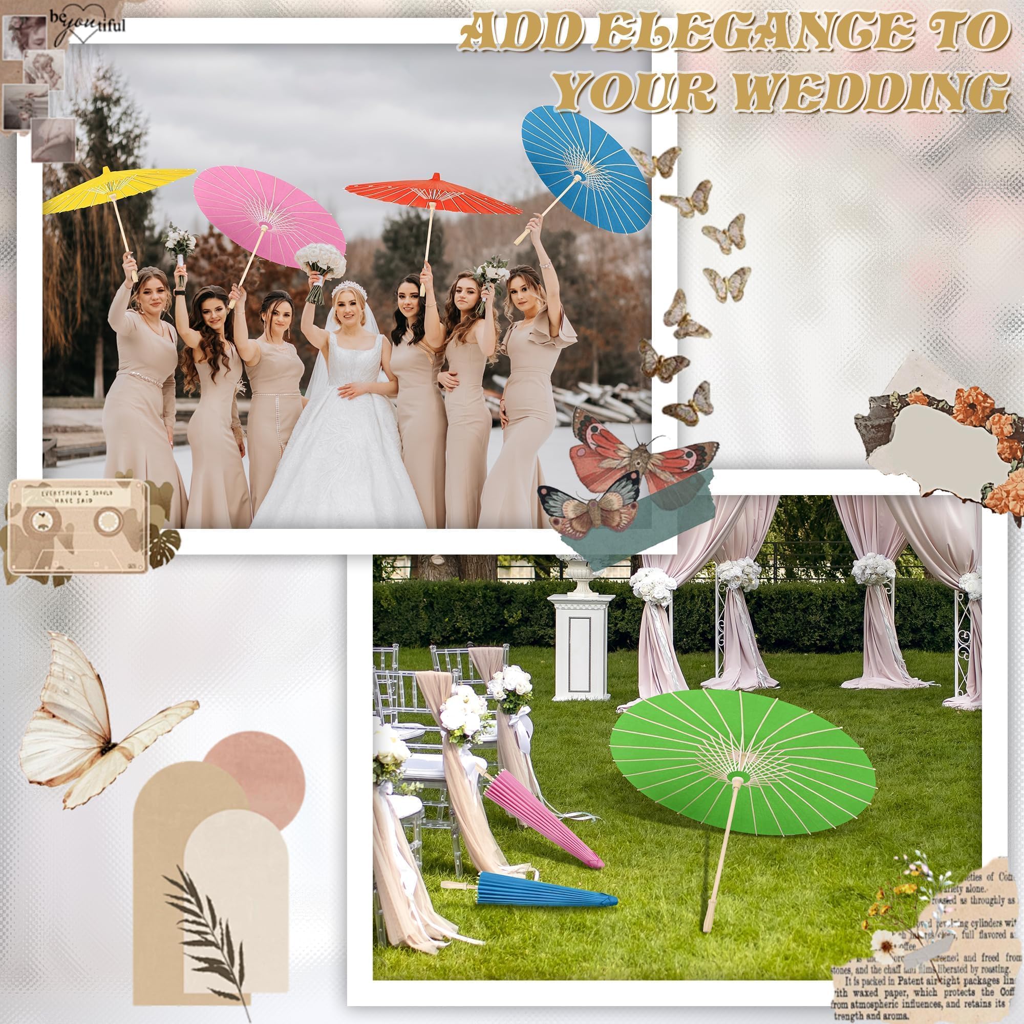 Aodaer Papierschirme, chinesischer japanischer Sonnenschirm, 84 cm, dekorativ, geöltes Papier, Basteln, für Hochzeit, Brautparty, Dekoration, Fotografie, Requisiten, 8 Farben, 24 Stück
