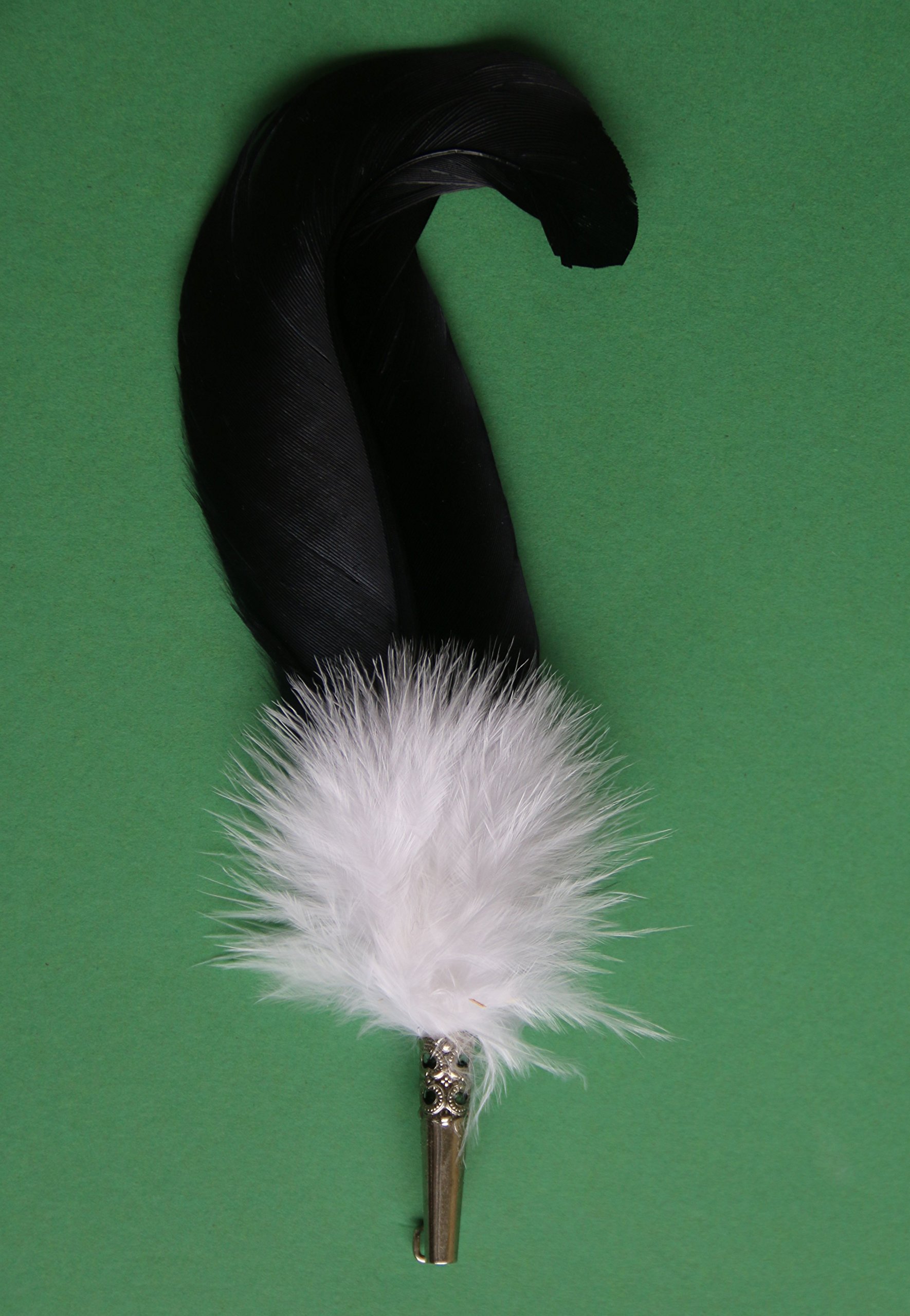 Breiter Echte Hutfeder Hutanstecker von Gans und Putenflaum Handgemacht Accessoire für den Trachtenhut – Inkl. Hülse – 15 x 3 cm Schwarz
