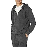 Amazon Essentials Men's Long-Sleeve French Terry Full-Zip Hoodie (Available in Big & Tall), Charcoal Heather, Small