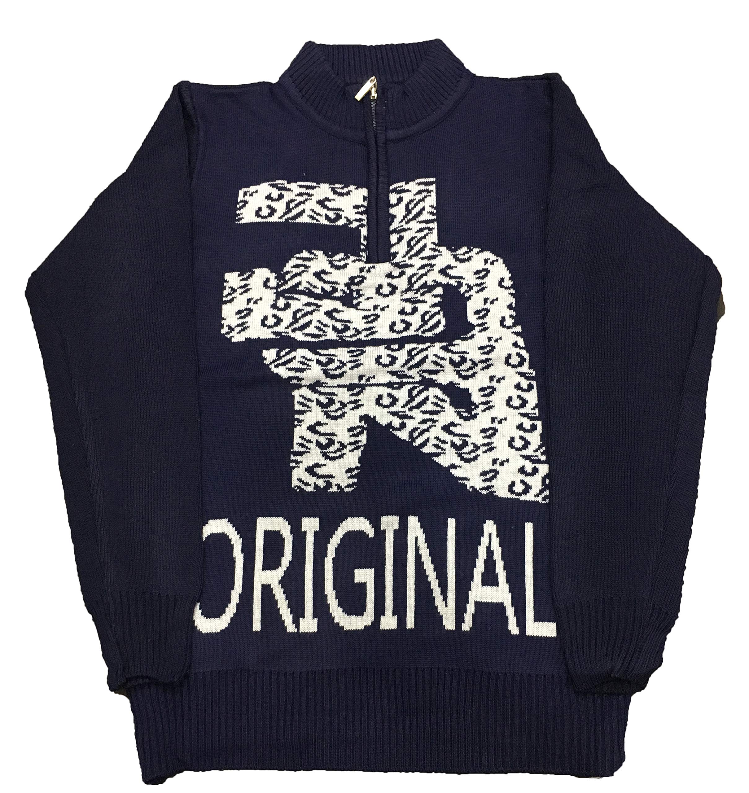 ICABLEBoy's Winter Wear Warm Zip Neck Acrylic Wool Sweater for Winter (NAVYBLUEoriginal, 6-7 Years)