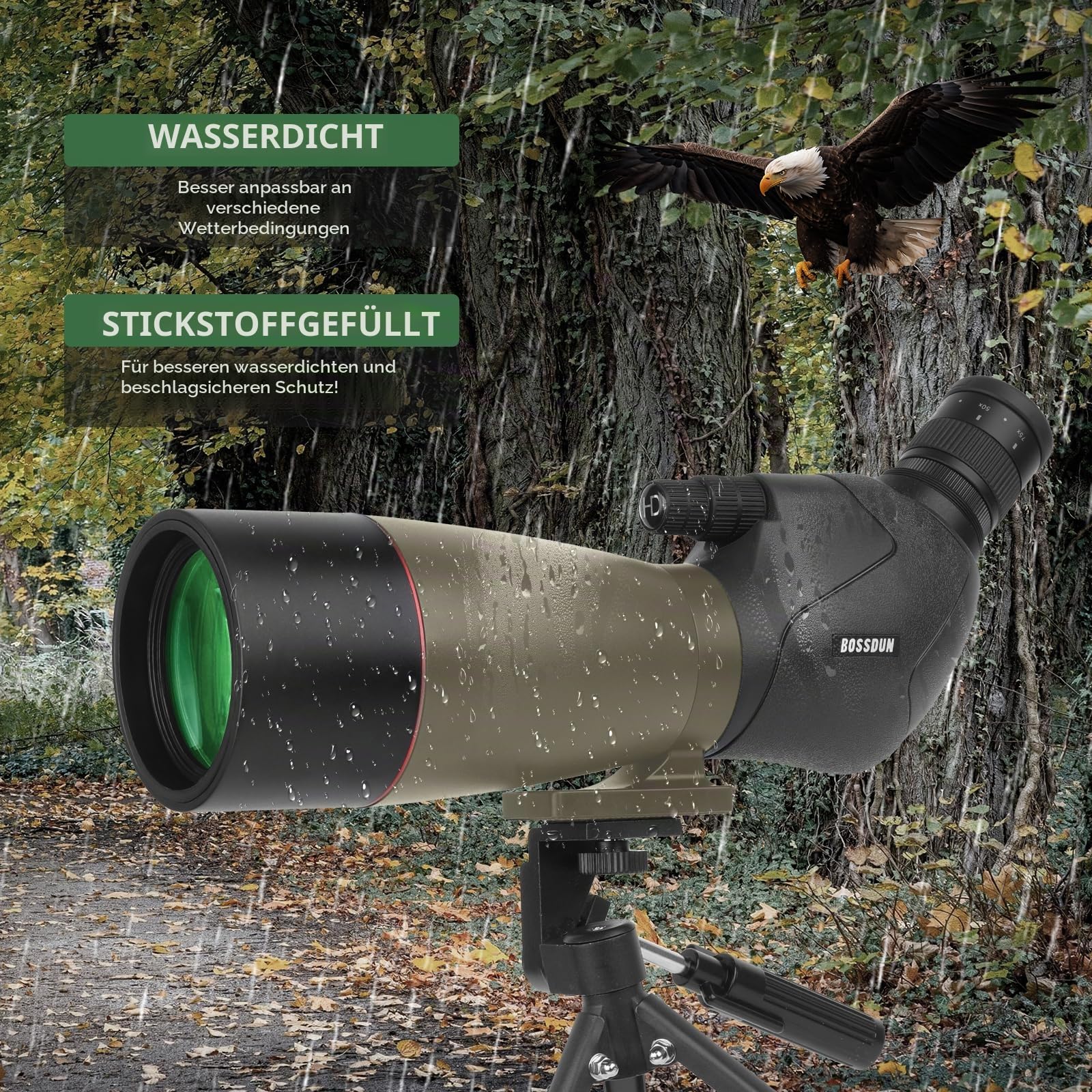 25-75X70 Spektiv für Zielschießen - HD Spektiv mit Stativ Tragetasche & Smartphone Halterung - für Vogelbeobachtung Jagd Wildtierbeobachtung