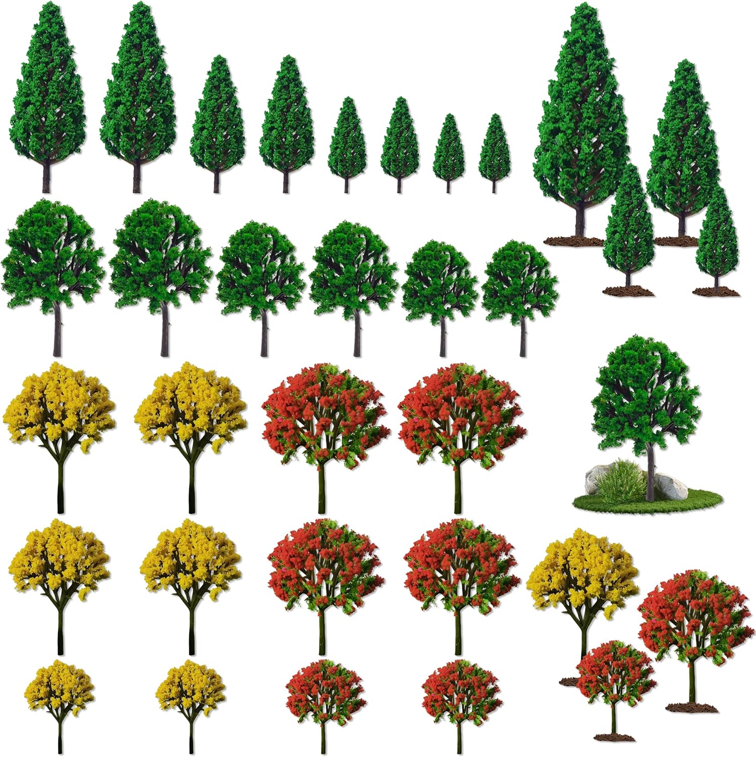 26 Pcs Mini Model Trees, Various Sizes Miniature Tree for Crafts, Mini Fake Plastic Architecture Trees Diorama Supplies for Projects Model Train Scenery Fairy Garden Accessories 26 Pcs Mini Model Trees, Various Sizes Miniature Tree for Crafts, Mini Fake Plastic Architecture Trees Diorama Supplies for Projects Model Train Scenery Fairy Garden Accessories
