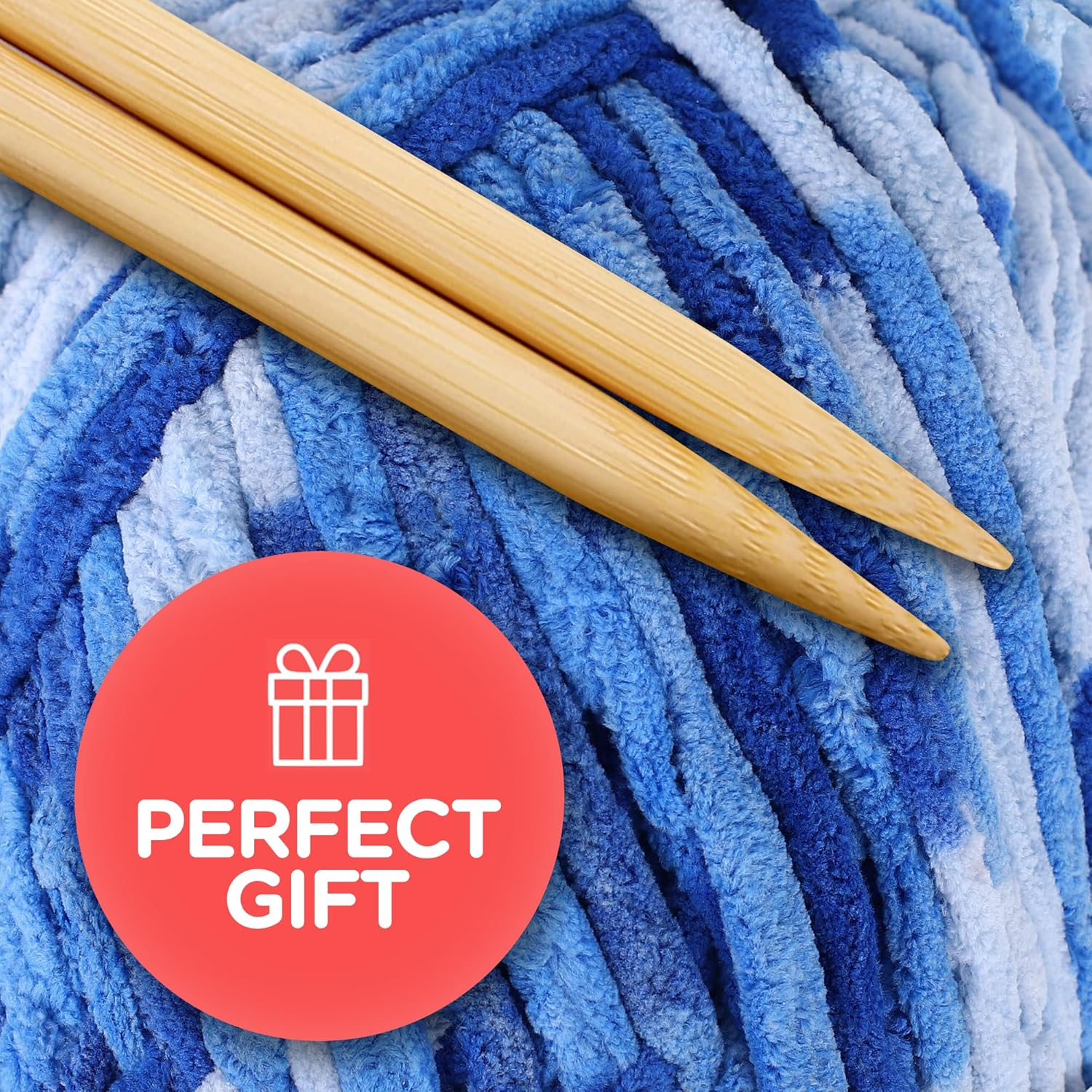 J MARK Chunky Blanket Yarn for Knitting 437 yd. 28 oz. (800 g) & Crocheting, Thick Yarn Balls, Circular Knitting Needle, Crochet Hooks, Measuring Tape, Scissors, Pins, Blunt Metal Needles, Manual