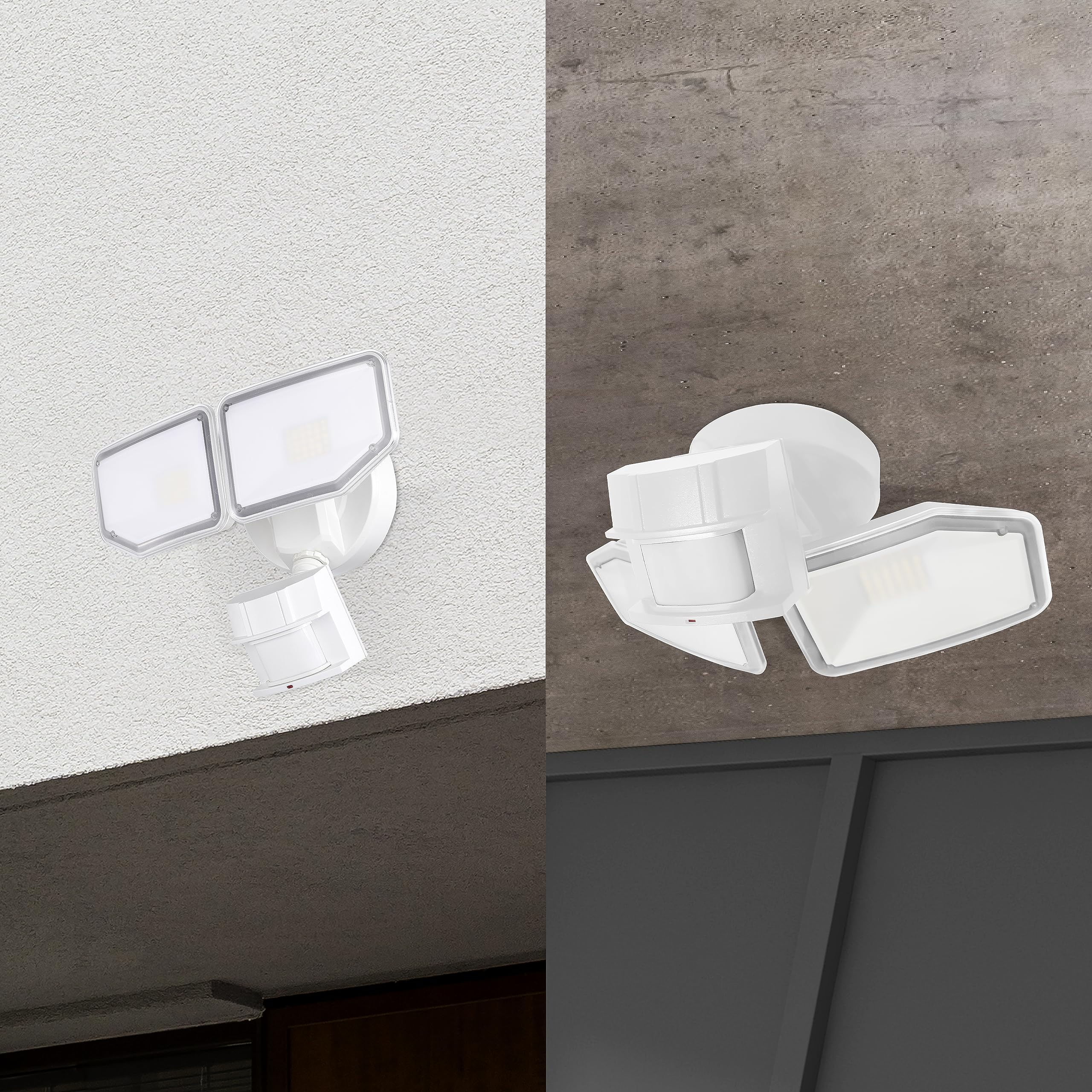 40W LED Sicherheitsleuchten Bewegungsmelder Licht Außen 180 Grad 4000LM 5000K ETL Wasserdicht Klar 2 Kopf Bewegungsmelder Flutlicht für Garage Hof (Weiß)