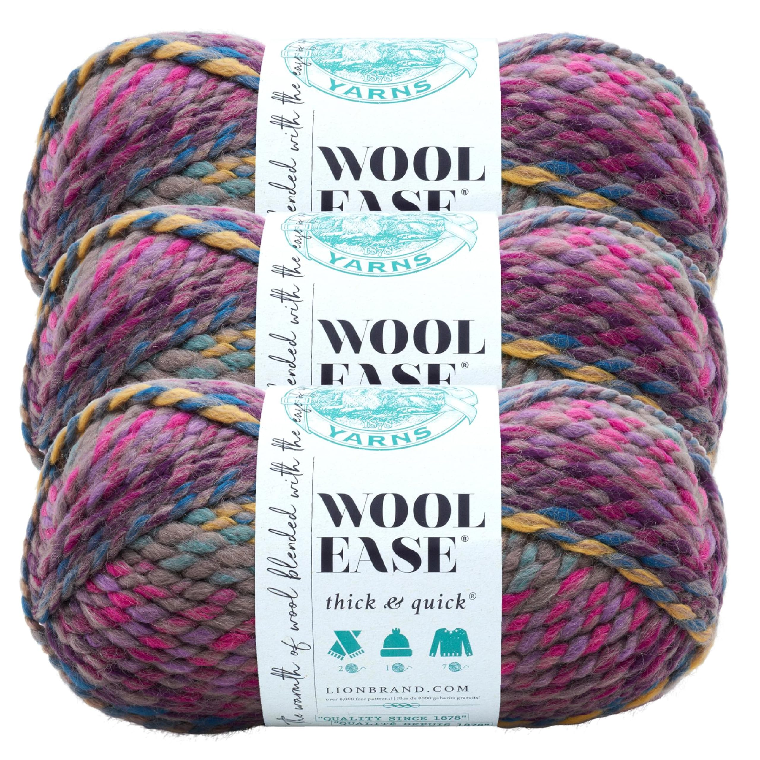 Amazon.com: Lion Brand Yarn Wool-Ease Thick and Quick Yarn, Soft