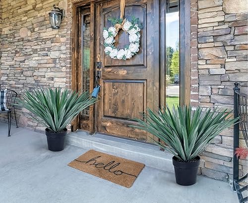 Miniatura 7 de SUNPRAIRIE Planta de agave artificial de 27 pulgadas de alto en maceta negra con guijarros de piedra real, 126 hojas realistas. Plantas artificiales