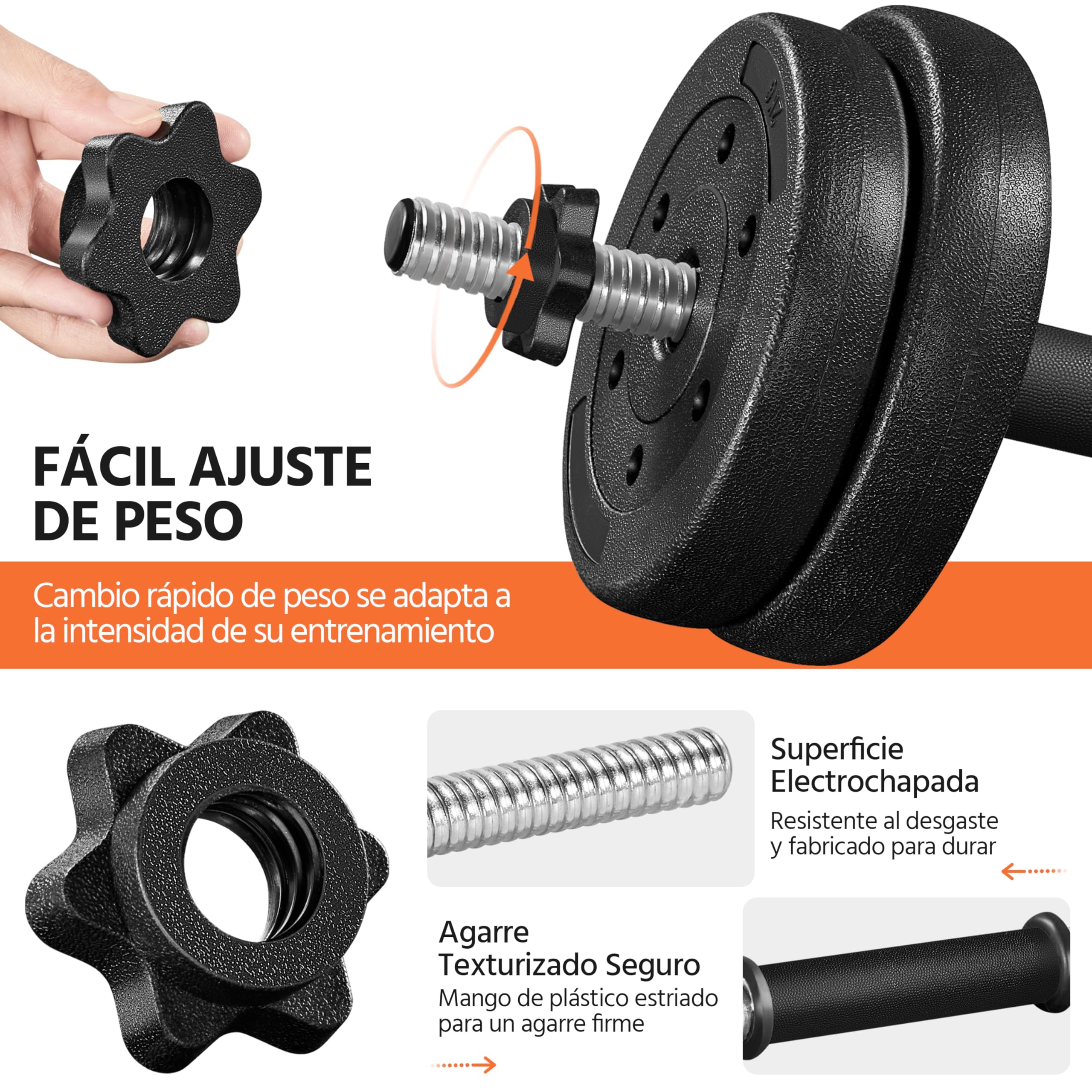 Yaheetech Kit Mancuernas Ajustables Juego de Pesas y Mancuernas para Casa o Gimnasio Mancuernas Musculacion con Cerraduras de Estrella