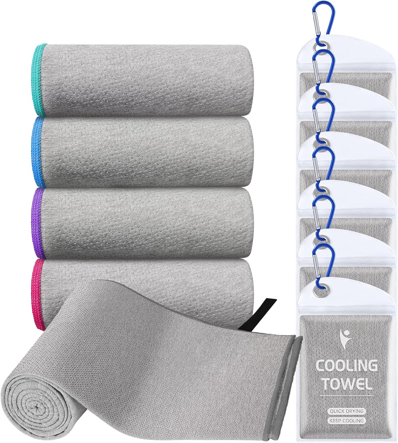 Clothirily Cooling Towels (40″x12″), Microfiber Cooling Towel for Neck and Face, Men & Women Gym Workout Towels for Hot Weather, Breathable Sweat Towel for Gym Yoga, Camping, Fitness, Running, 5 Pack