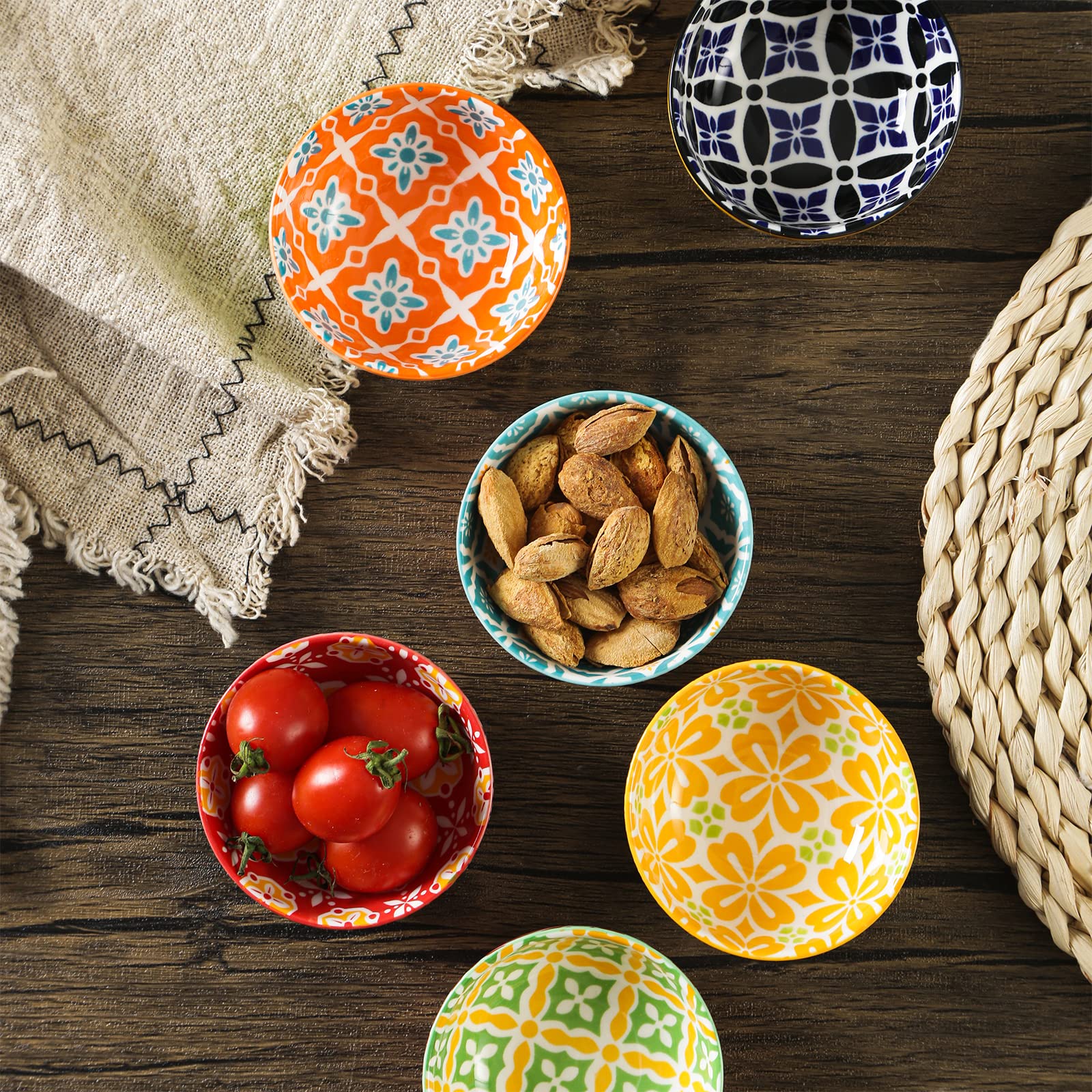Metahom Juego de 6 cuencos de cerámica para salsa de soja, mini cuencos de 3 pulgadas para condimentos, sushi, aperitivos, guarnición, juego de 6