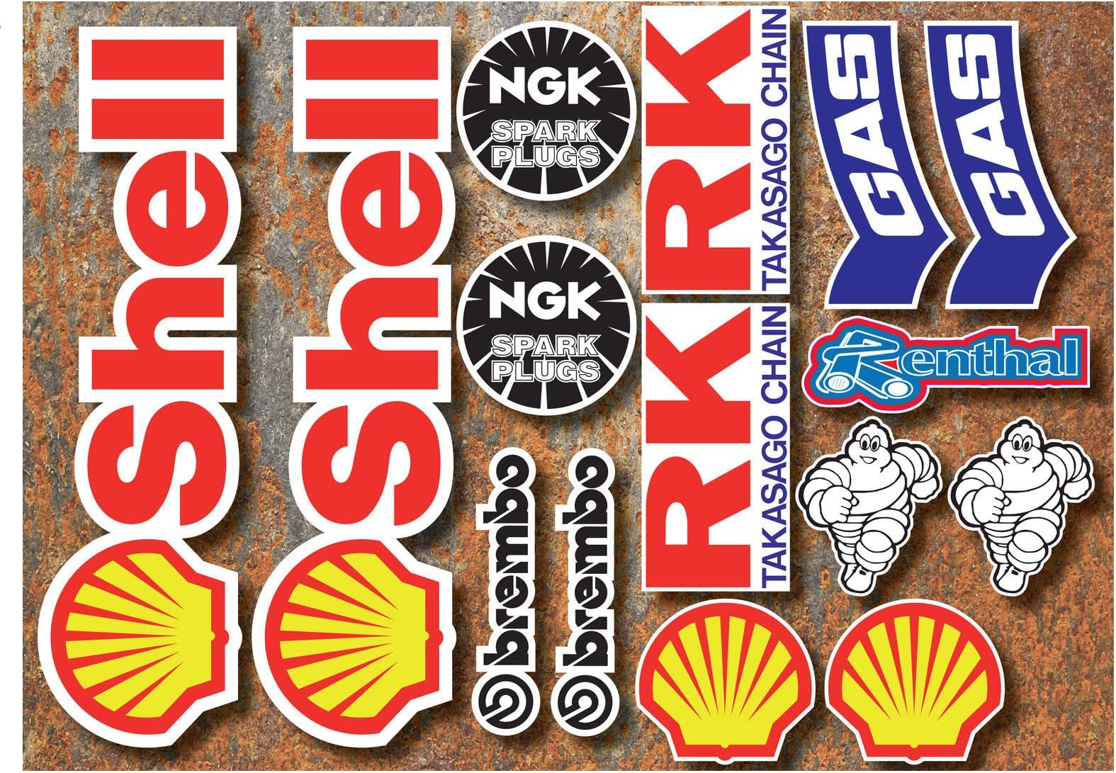 Motorbike Motocross sponsors sticker set, 15 PVC LAMINATED STICKERS