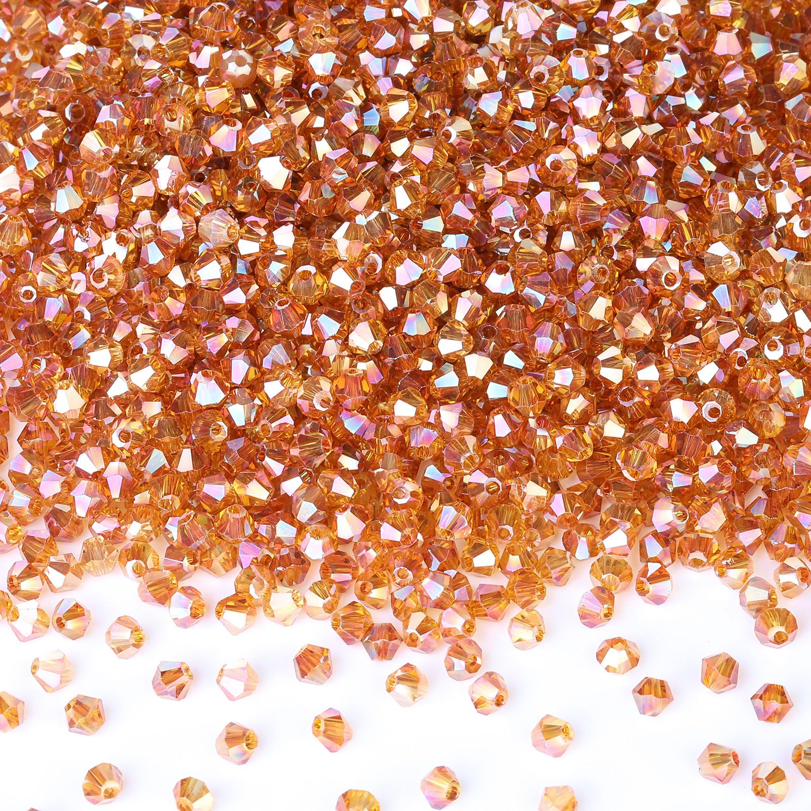 DoDoBeads 720 Pcs 4mm Bicone Crystal Beads, Topaz AB for Bracelet and Jewelry Making, Glass Friendship Beads With Small Size — image 1