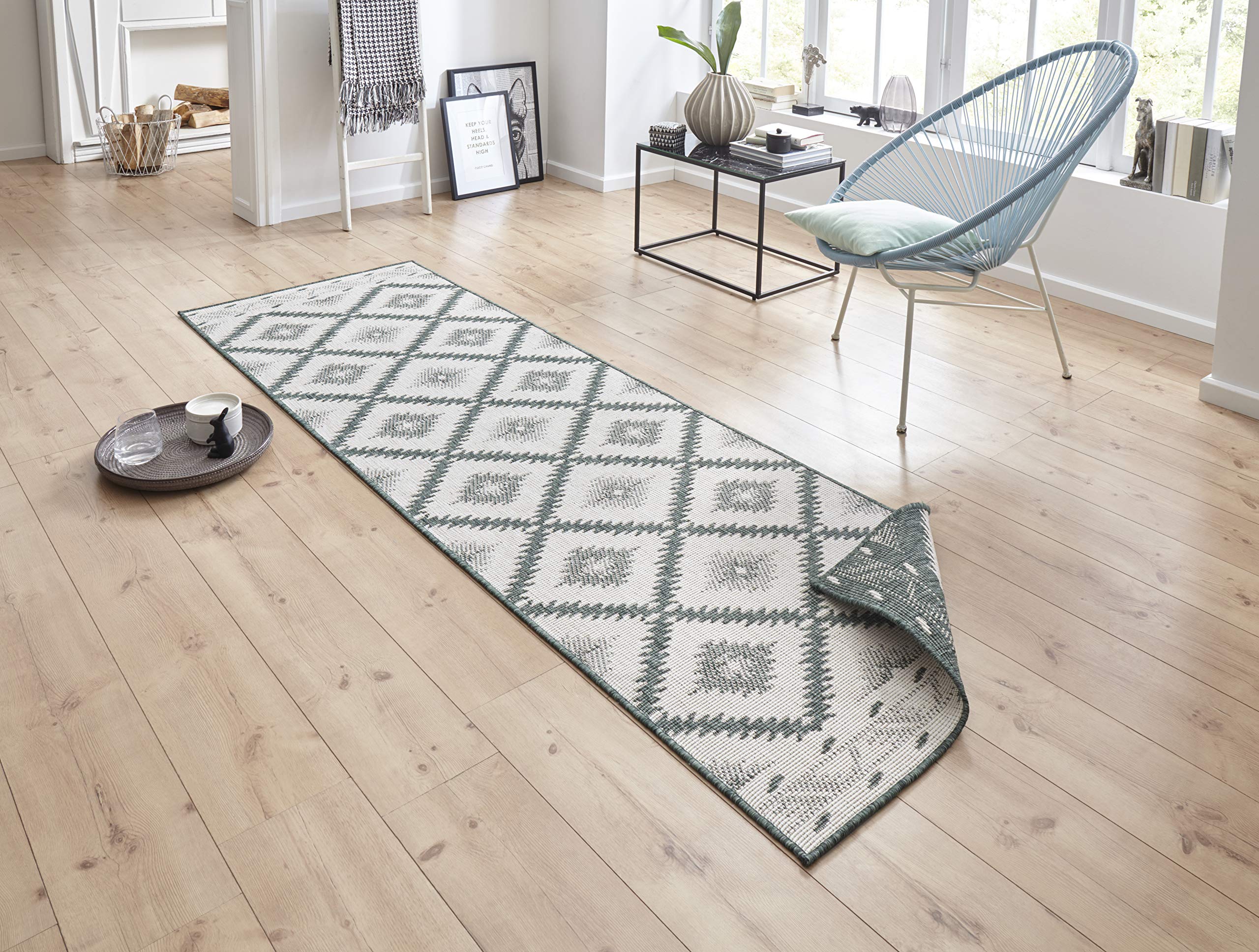 Tapis extérieur pour balcon et terrasse Malibu géométrique 80x250