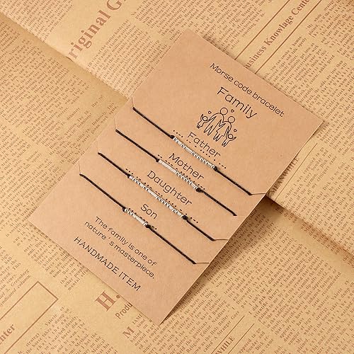 Miniatura 2 de SANNYRA Pulsera con código morse para regalos del día de la madre Pulseras para hermana y hermano, pulseras familiares con código morse a juego