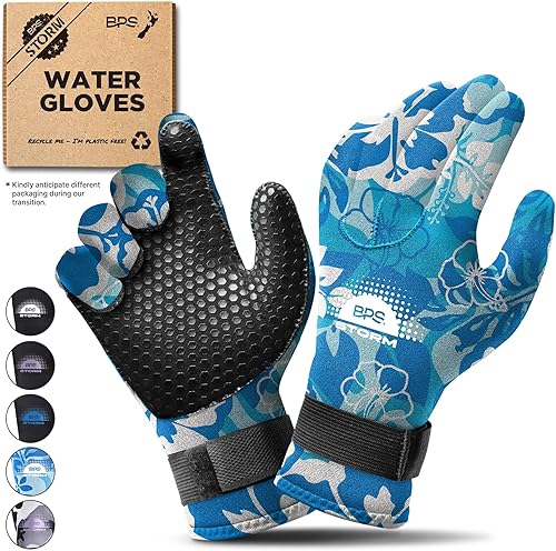 BPS Guantes de neopreno de 0.118 pulgadas y 0.197 pulgadas, cinco dedos, para traje de buceo, buceo, esnórquel, kayak, surf, vela, pesca, canoa,