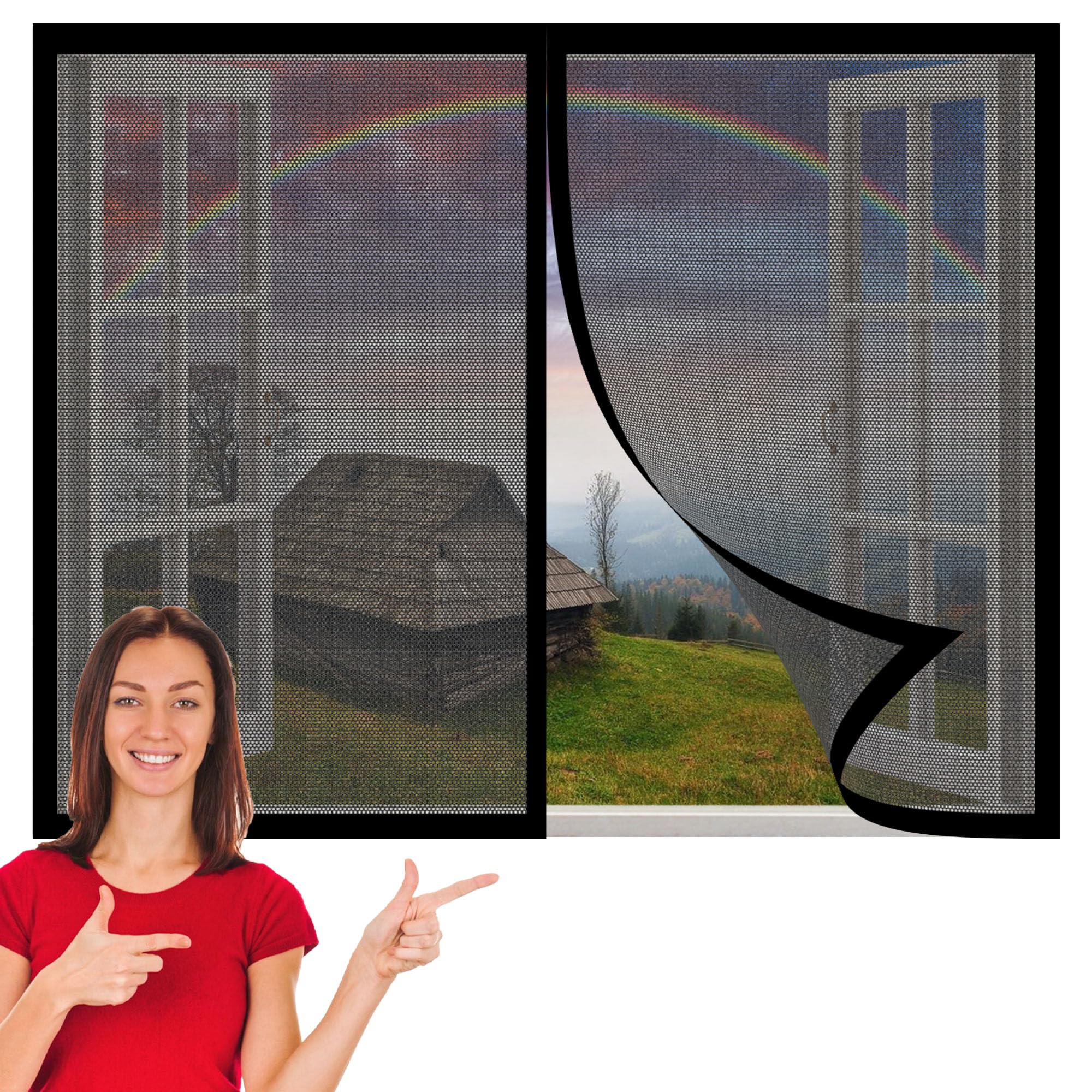Insektenschutz für Fenster Und Türen 206 x 220 cm Insektenschutz Insektenschutzgitter Terrassentür Ohne Bohren Auto Schließen Faltbar für Terrasse Schlafzimmer Usw., Schwarz