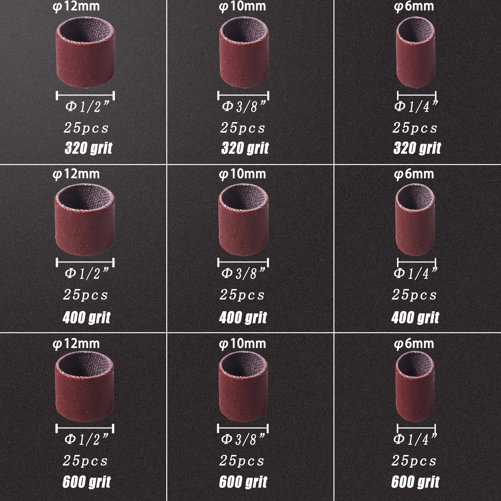 239pcs Rotary Tool Sanding Drums,Sanding Bits Sander Sandpaper for Drill Accessories 320grit,400grit,600grit - Image 2