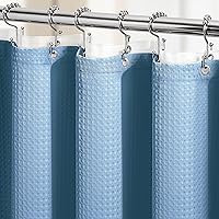 Vista 8 de Dynamene Cortina de Ducha Larga de Tela Blanca - Cortinas de Ducha de Tela de Nido de Abeja Texturizadas y Resistente para Baño, 256GSM Juego Grande