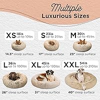 Vista 4 de Best Friends by Sheri - The Original Calming Donut - Cama calmante en forma de dona para perros y gatos - Pelo largo, gris pardo, L, 36 x 36 pulgadas