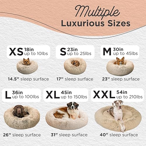 Miniatura 4 de Best Friends by Sheri - The Original Calming Donut - Cama calmante en forma de dona para perros y gatos - Pelo largo, gris pardo, L, 36 x 36 pulgadas