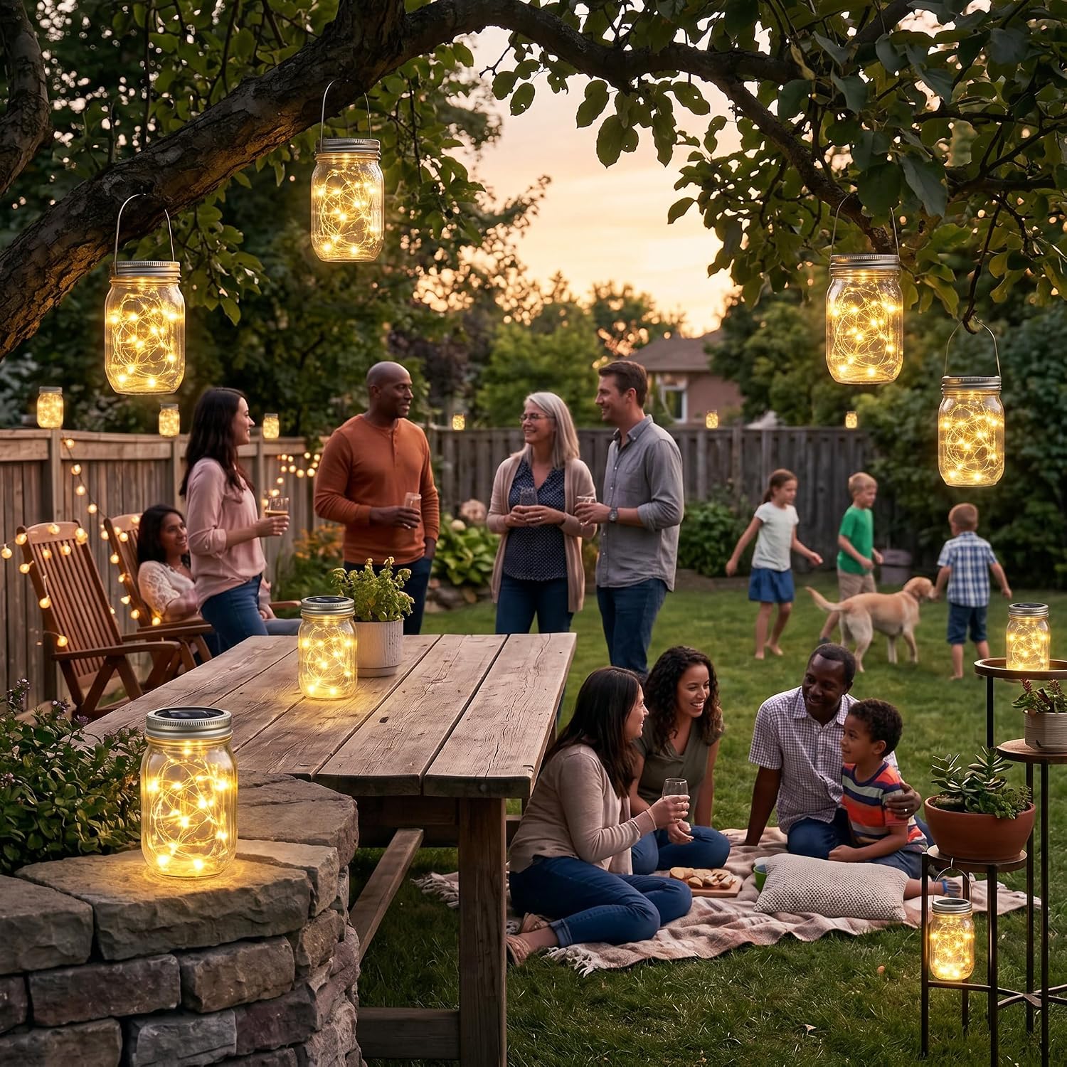 Solar Mason Jar Lights Lids, ABS Fairy String 20 LEDs 6.6ft Warm Light for Outdoor Indoor Decor Weddings Parties image 2