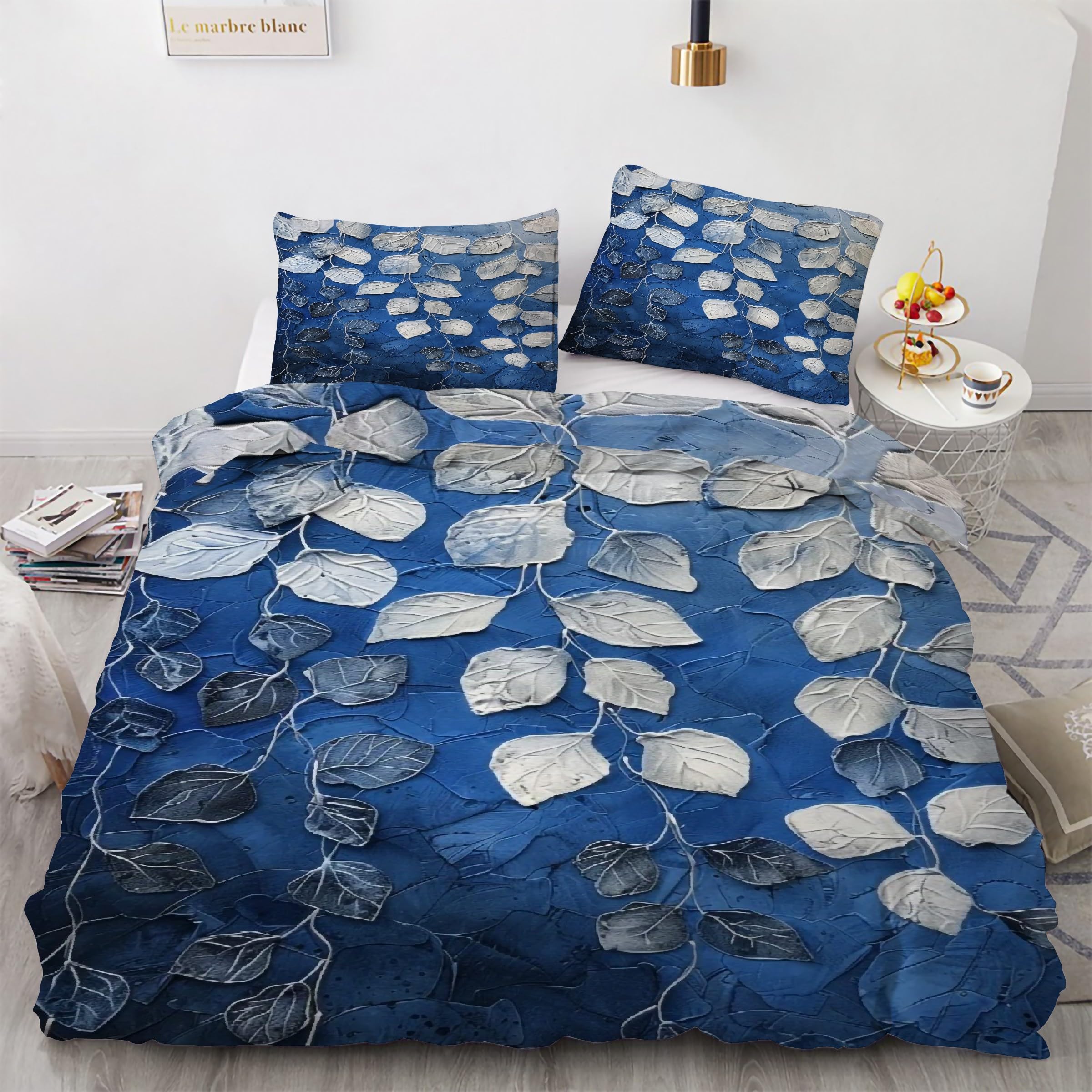 Ensemble de literie feuille peinture pour une ambiance naturelle de chambre 90x190