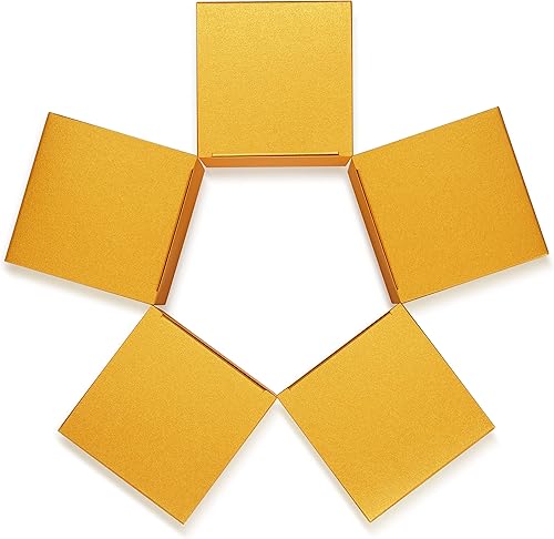 Miniatura 2 de Quotidian 12 cajas de regalo de papel nacarado con purpurina con tapas de 3 x 3 x 3 pulgadas (dorado)