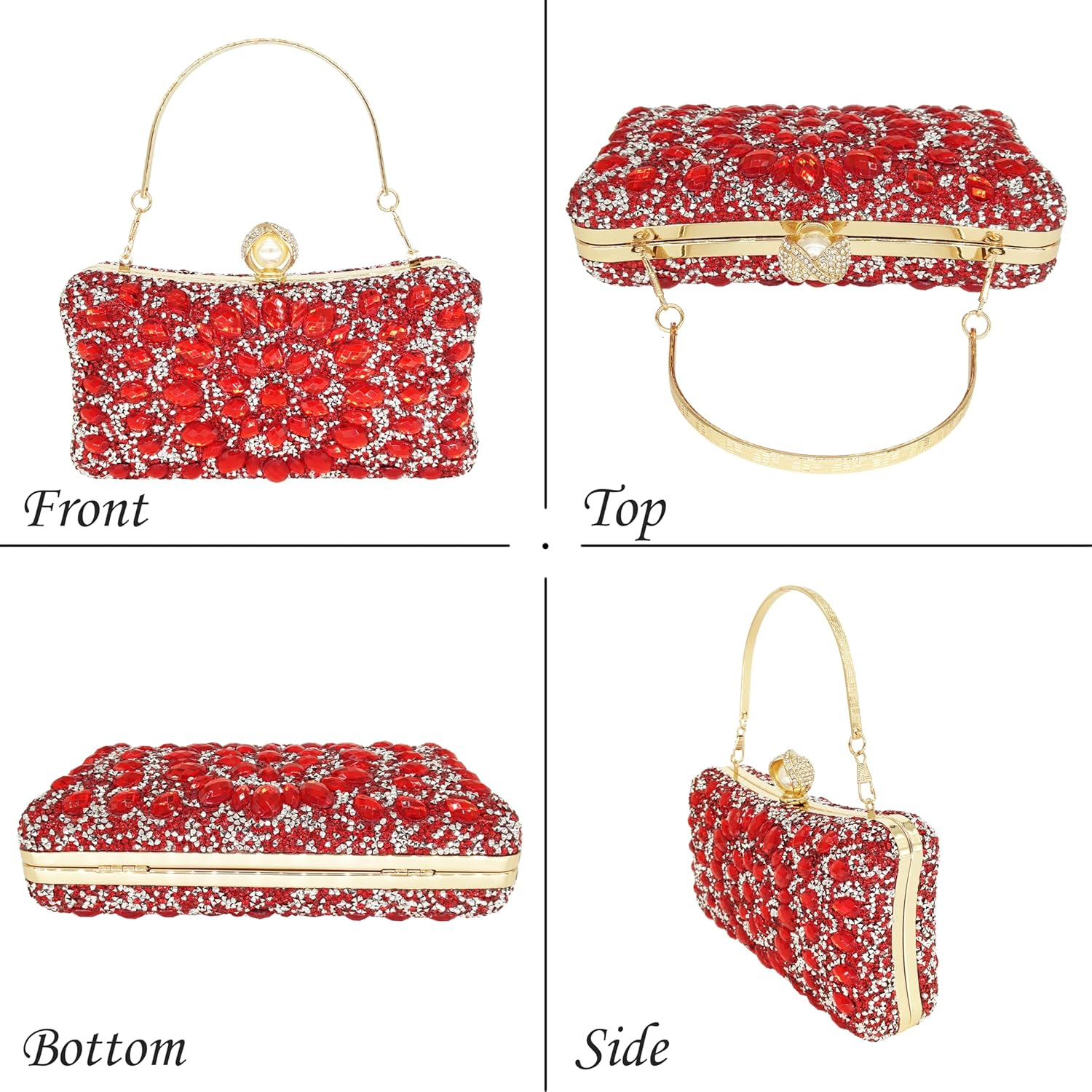 Rhinestone Clutch Purses for Women Evening Wedding Formal - Pearl Clasp Handbag Crystal Gemstone Bag for Party Prom - Image 6