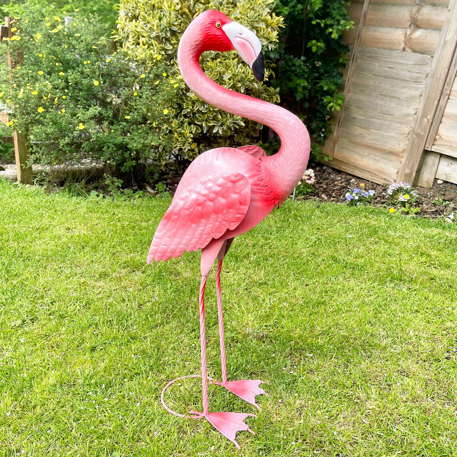 Flamingo Garden Ornament Metal Pink Tall Large Bird Patio Statue Sculpture Decor