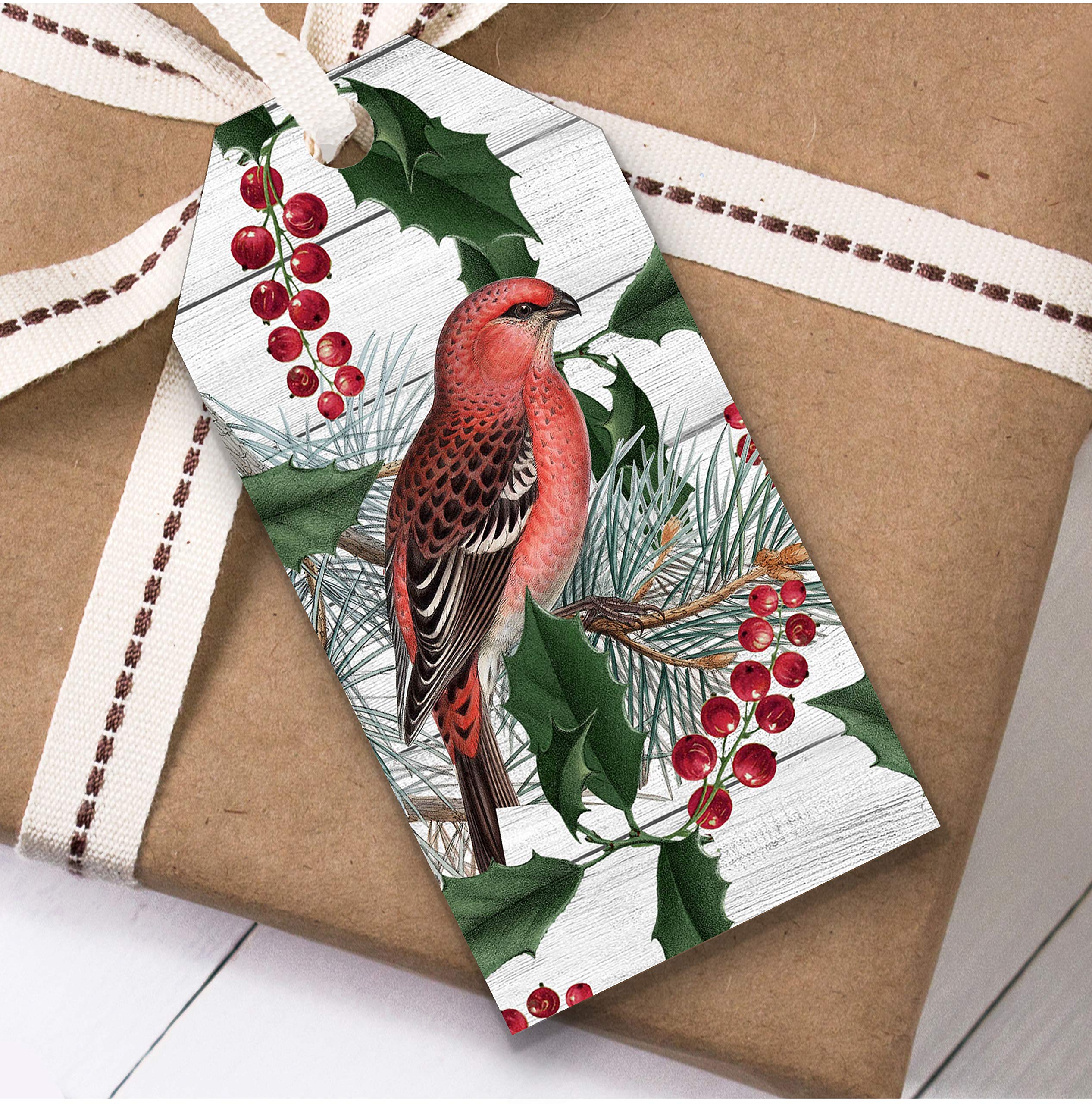 Vintage Bird & Holly Christmas Gift Tags (Present Favor Labels)