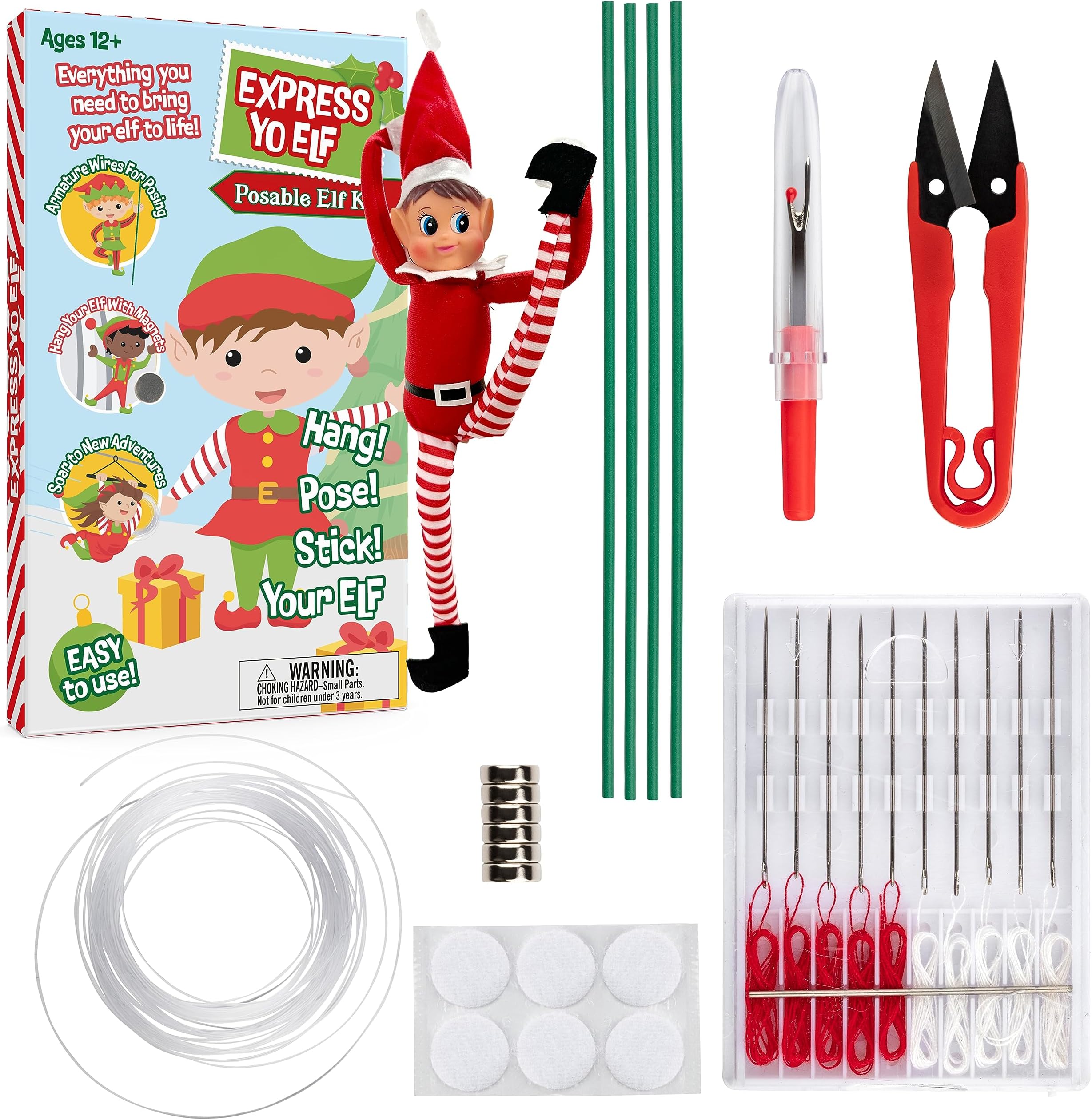 Elf Upgrade Complete DIY Kit- Pose, Hang, Bend Your Christmas Elf - All You Need to Make Your Shelf Doll Flexible & Posable- Super Easy to Use - Delight Your Family This X-Mas Holiday