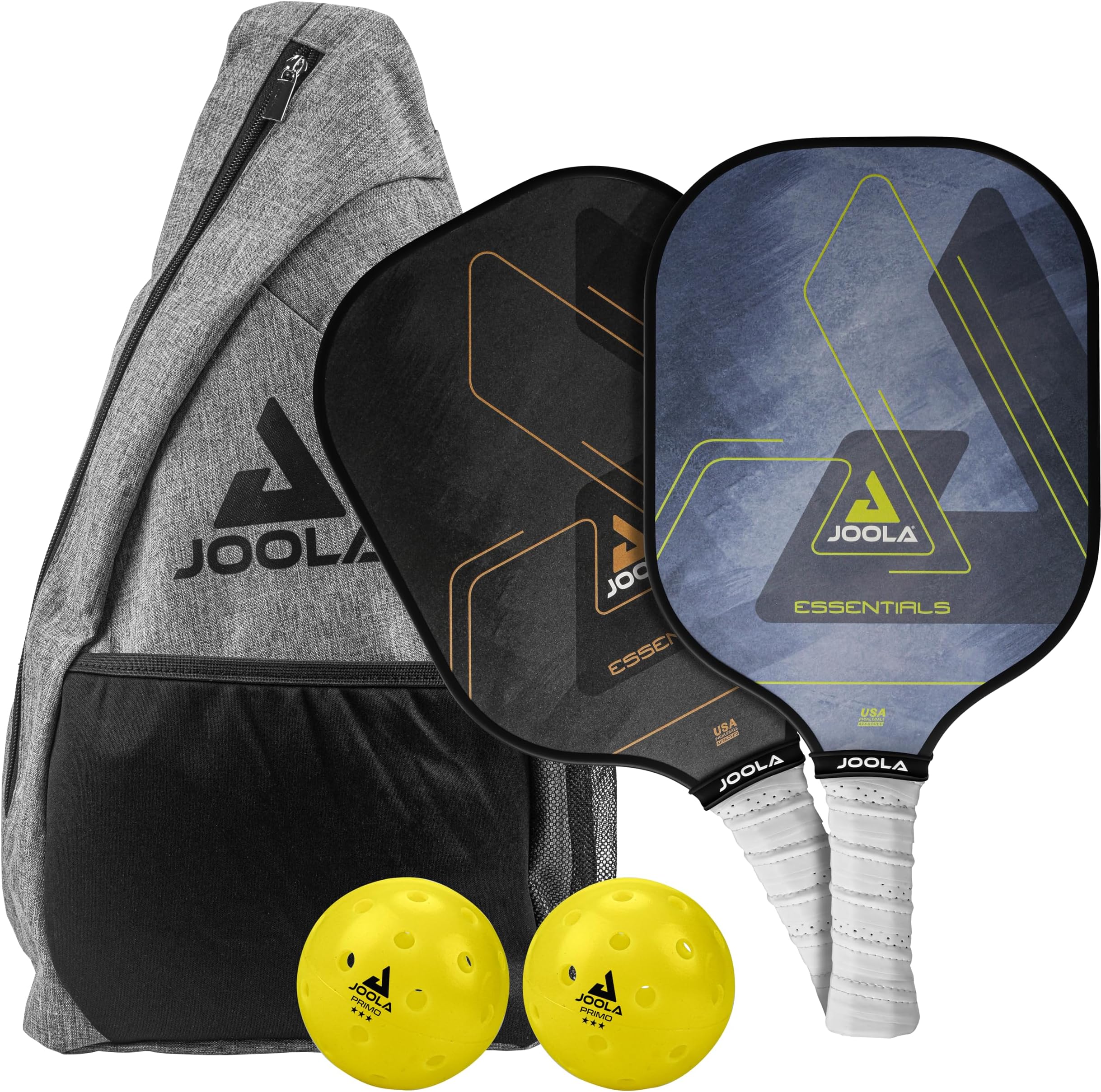 JOOLA Pickleball Paddles & Sets - Essentials and Essentials Dash Set of Two - Includes 2 Rackets, 2–4 Balls, and Storage Carry Bag - USAP Approved