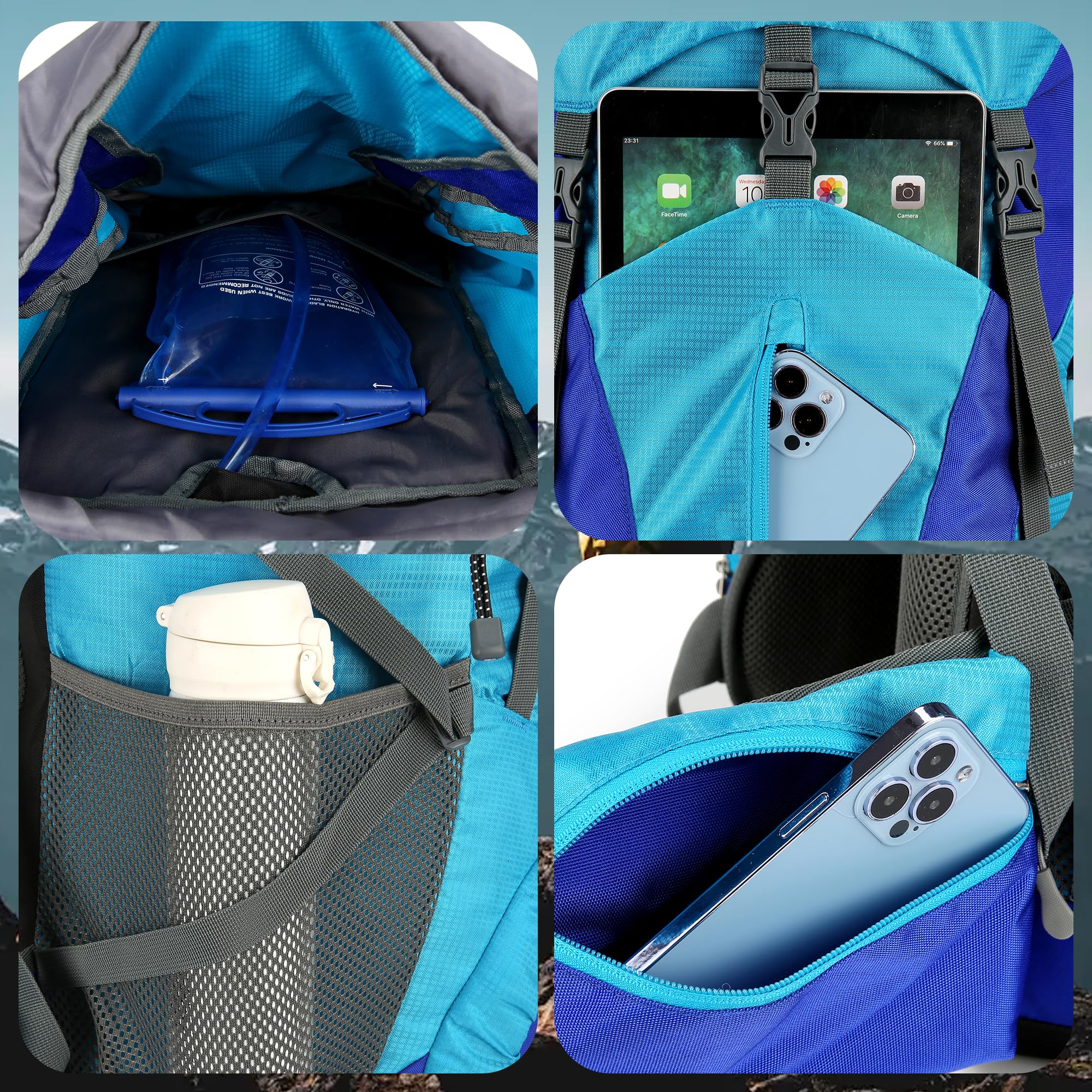 WintMing 75L Hiking Backpack with Rain Cover Waterproof Camping Backpack Shoes Warehouse for Men Women