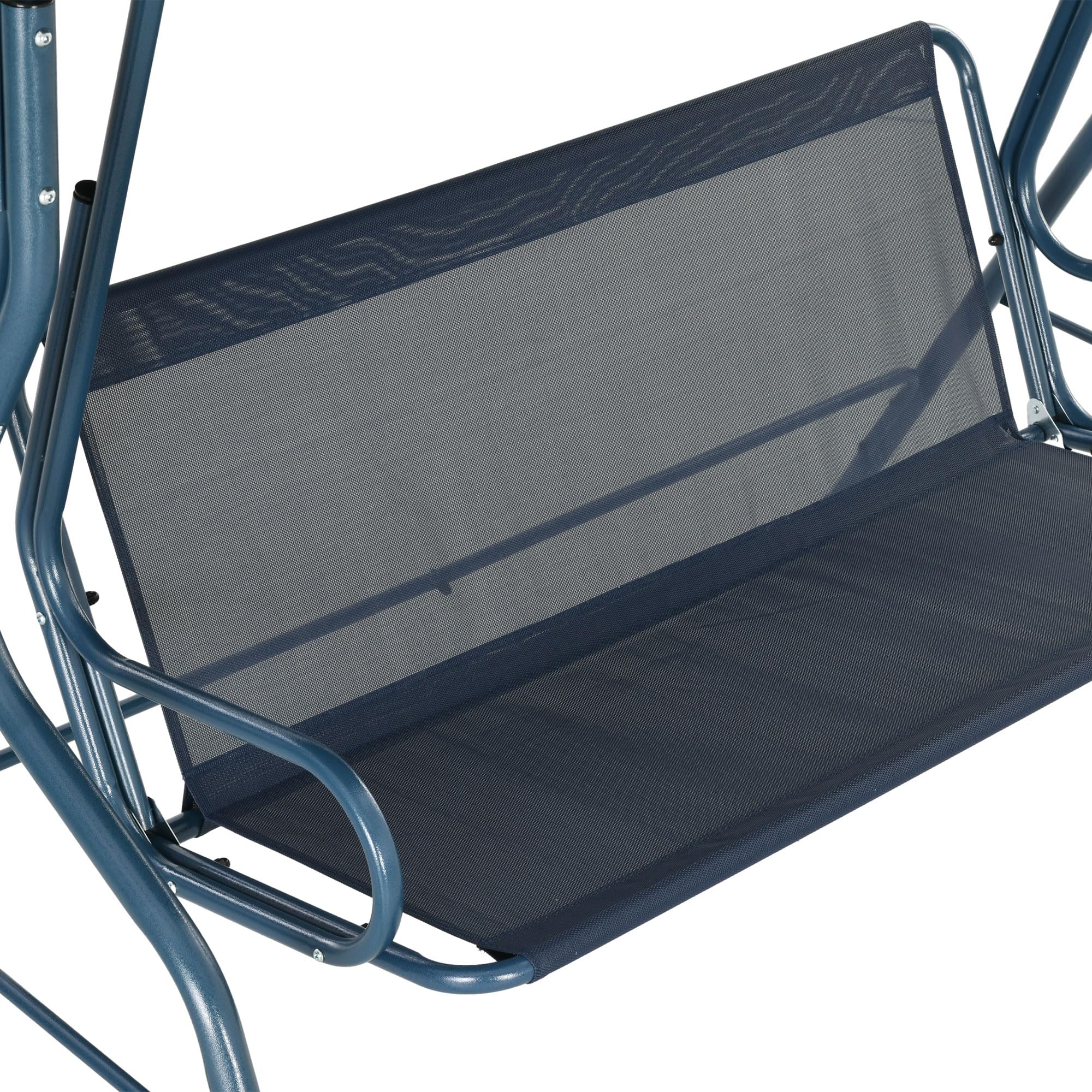 Outsunny Columpio de Jardín de 2-3 Plazas, Balancín de Exterior con Toldo Ajustable en Ángulo, Impermeable y Marco de Acero, para Patio, Balcón, 170x110x153 cm, Azul