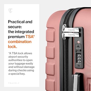 Travely Polycarbonate Cabin Suitcase 55x40x20cm - 20 Inch Suitable for Ryanair - 36L Including TSA Lock - Carry on - 10kg Suitcase, Cabin case, Hardshell
