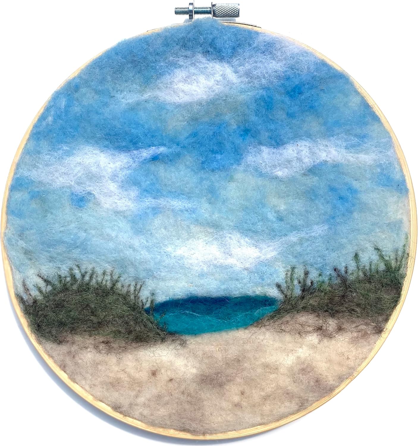 Beach Scene Needle Felting Kit - Felted Wool Wall Hanging - Beginner Felt Fiber Art Craft Kit - Gift for Crafter