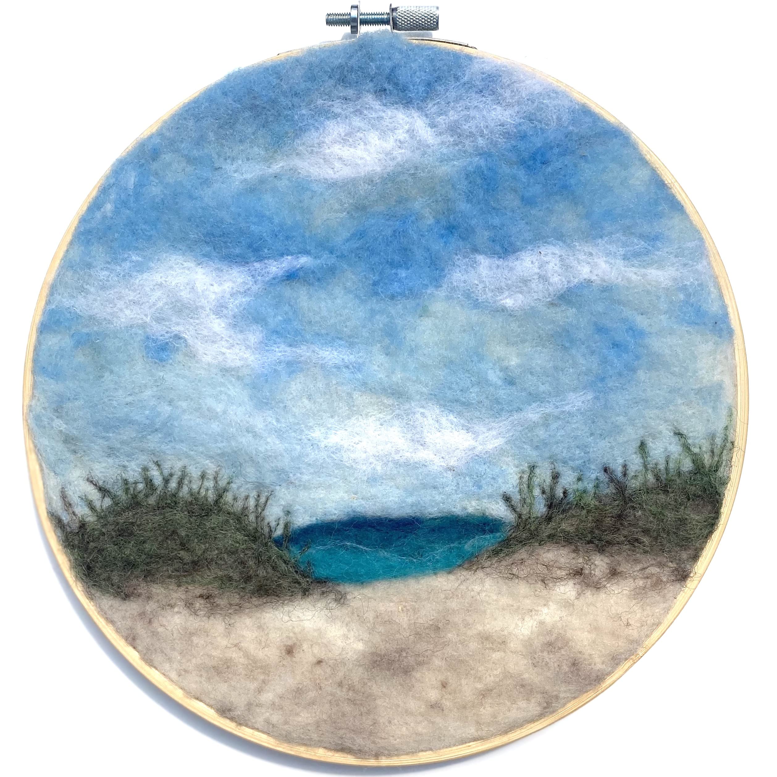 Beach Scene Needle Felting Kit - Felted Wool Wall Hanging - Beginner Felt Fiber Art Craft Kit - Gift for Crafter