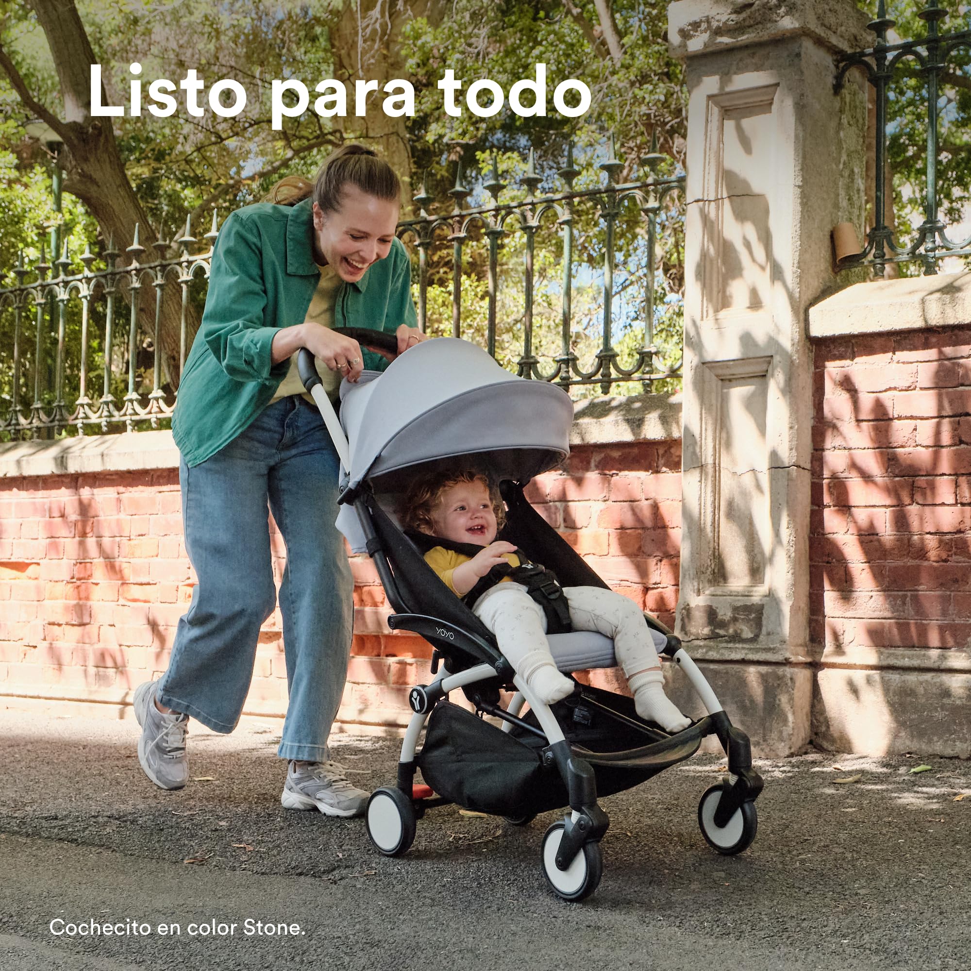 Cochecito Stokke YOYO3 a partir de 6 meses - Incluye chasis blanco/cojín de asiento Olive + dosel - Se pliega y despliega en un instante - Ligero y compacto - Compatible con equipaje de mano