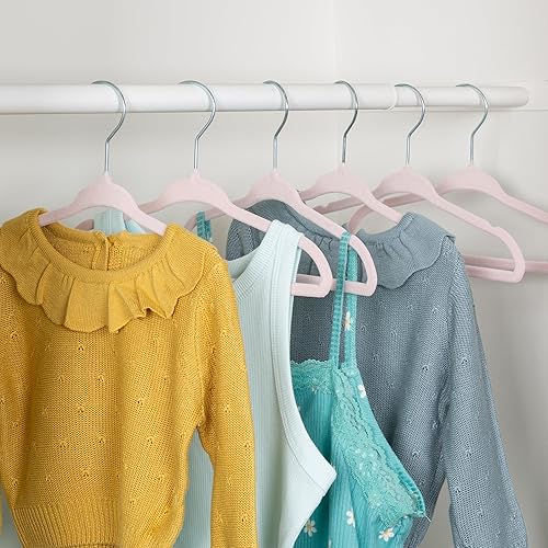 Honey Can Do HNG-09294 - Juego de 25 perchas antideslizantes de terciopelo para bebé, color rosa rubor disponible en Yaxa Peru