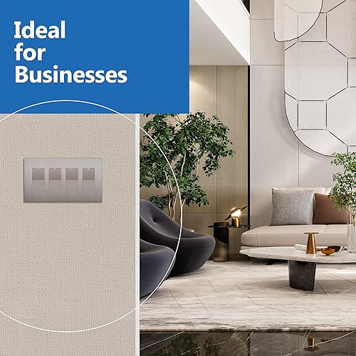 Miniatura 563 de LIDER - Cubierta decorativa de interruptor doble con acabado mate, placa de pared sin tornillos, tamaño mediano, 2 bandas, 4.88 x 4.92 pulgadas