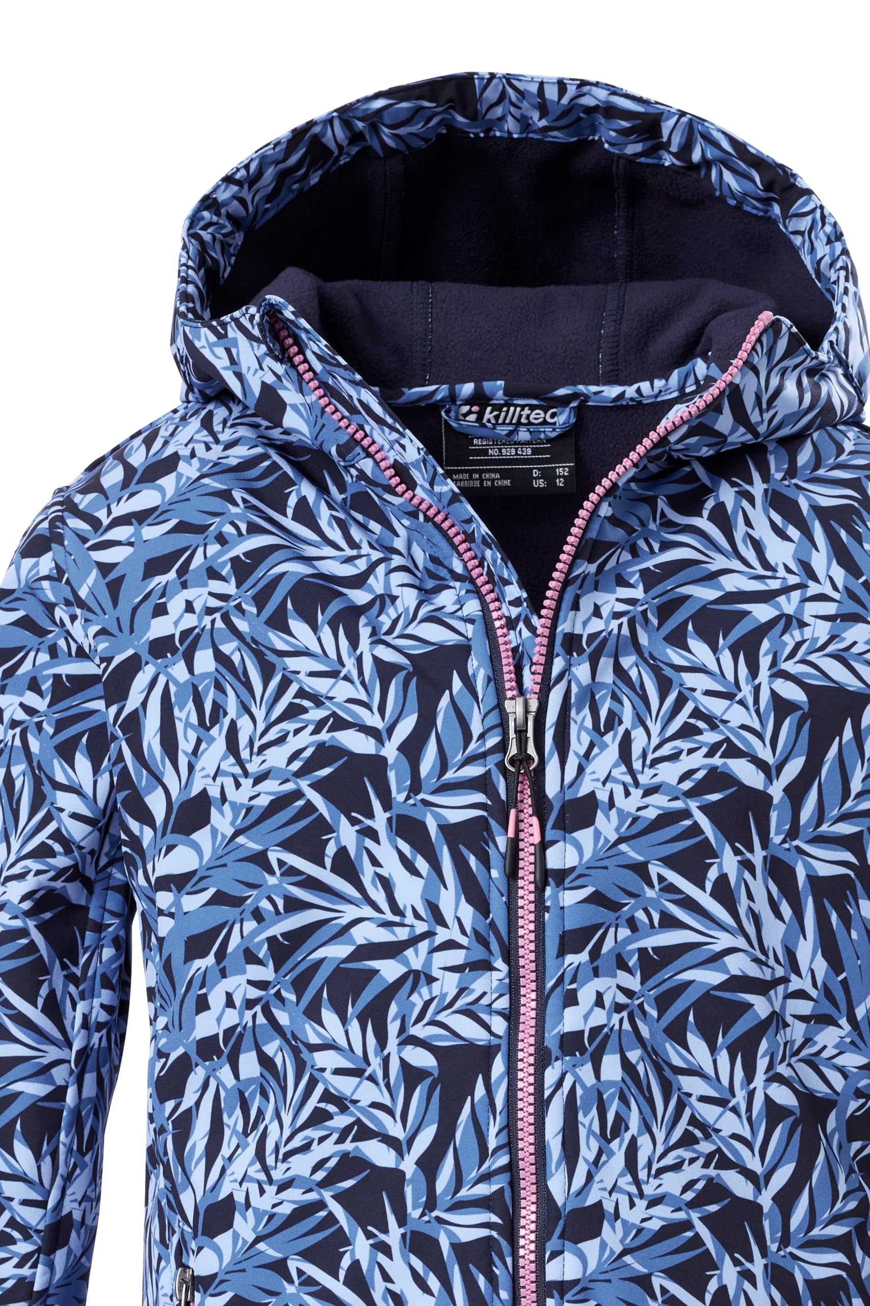 killtec Mädchen Softshelljacke/Outdoorjacke mit Kapuze Mädchen Softshelljacke Print, dunkelnavy, 152, 43200-000