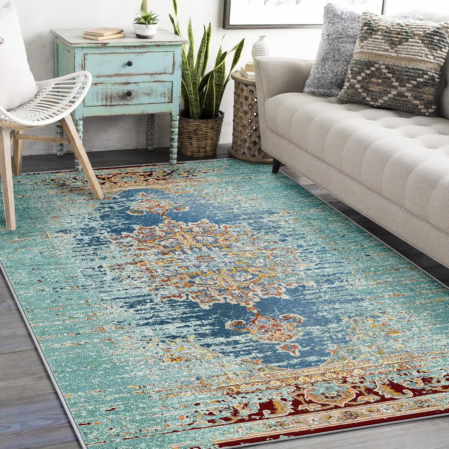 meejou 6x9 Area Rugs Vintage Rugs 6x9 Machine Washable Rug