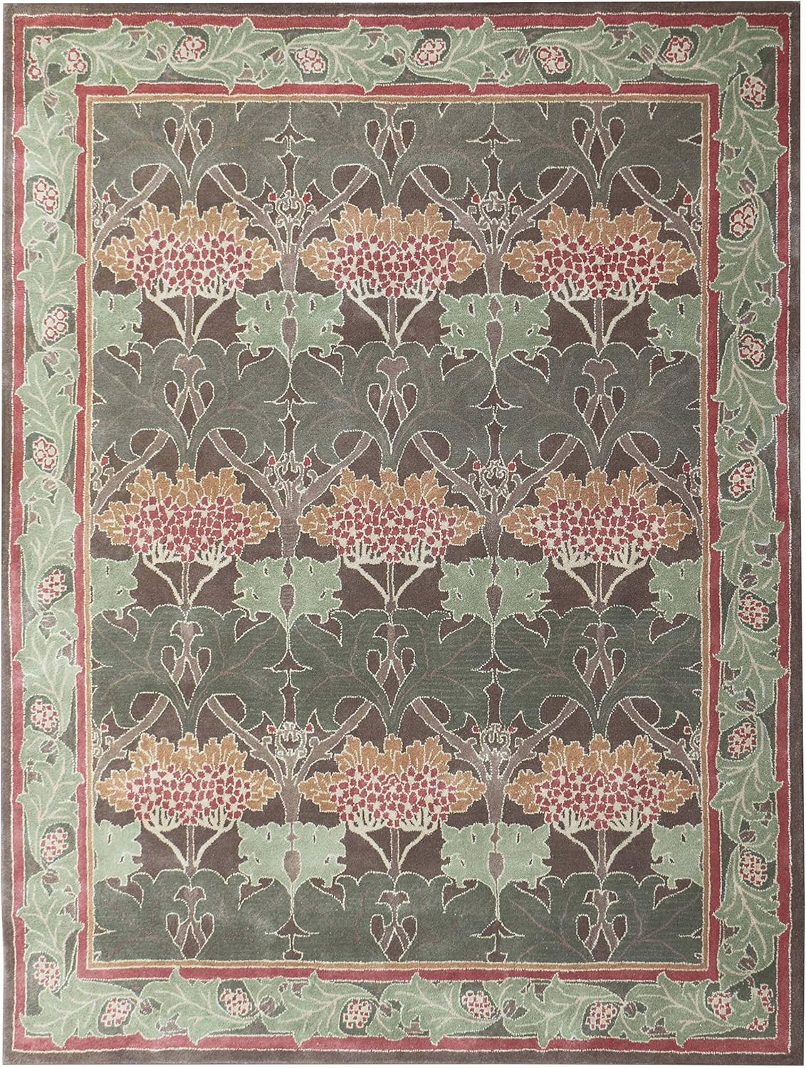 Old Hand Made Pattern William Morris Cecil Green Traditional Oriental Style Woolen Area Rugs (9 ft x 12 ft) All-Included Price