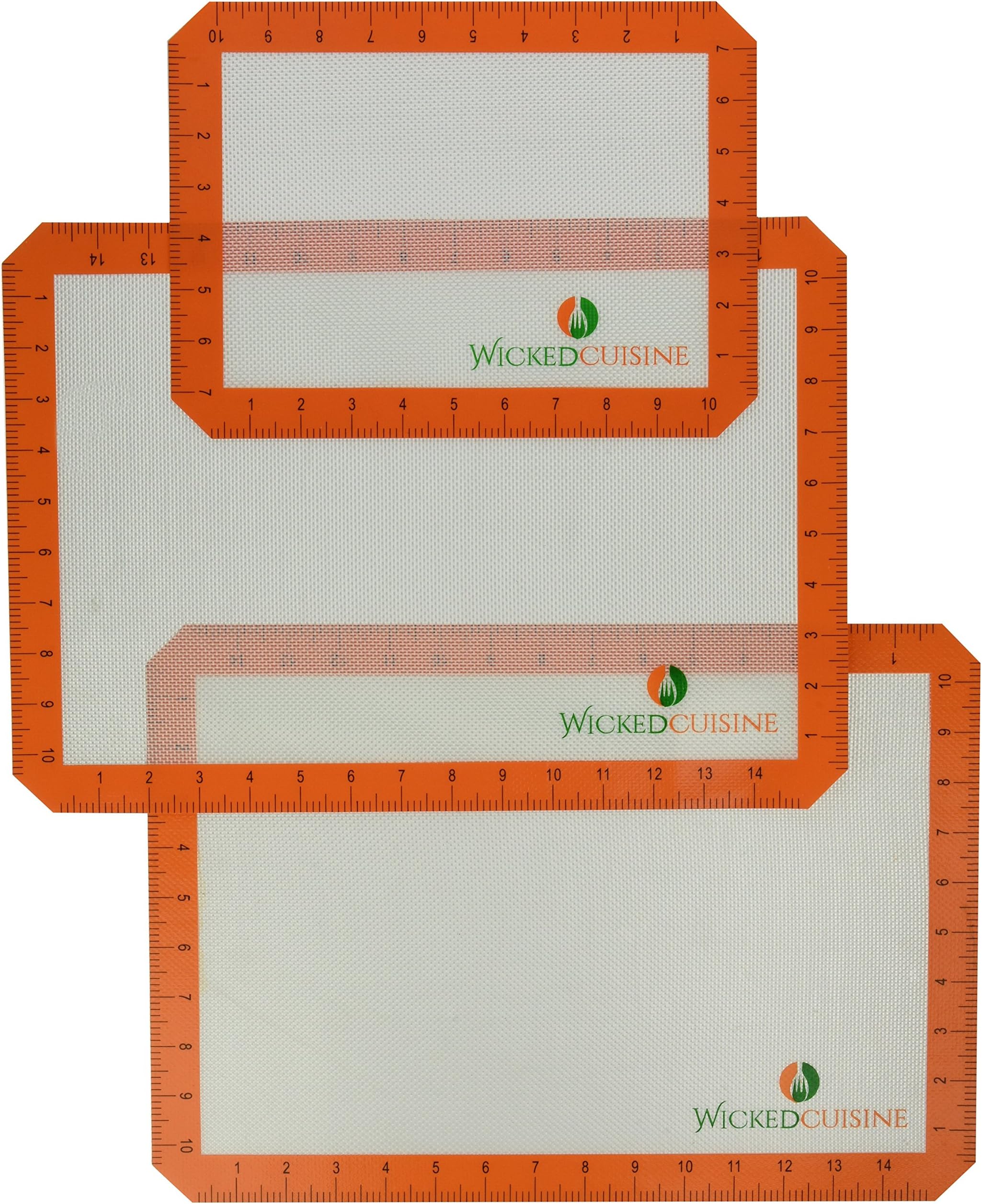 3 Pack Silicone Baking Mat Non Stick Cookie Sheet Oven Liners Professional Grade Bakeware Mats by Wicked Cuisine