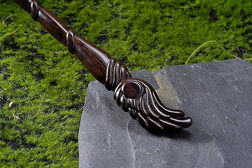 Miniatura 21 de Varita mágica doble para mago, varita mágica de madera real, varita mágica coleccionable (S9)