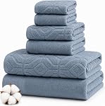 Ensemble de 6 pièces Modern Threads, 2 serviettes de bain, 2 serviettes à main, 2 gants de toilette, ensemble de serviettes en jacquard teint en fil motif diamant vert
