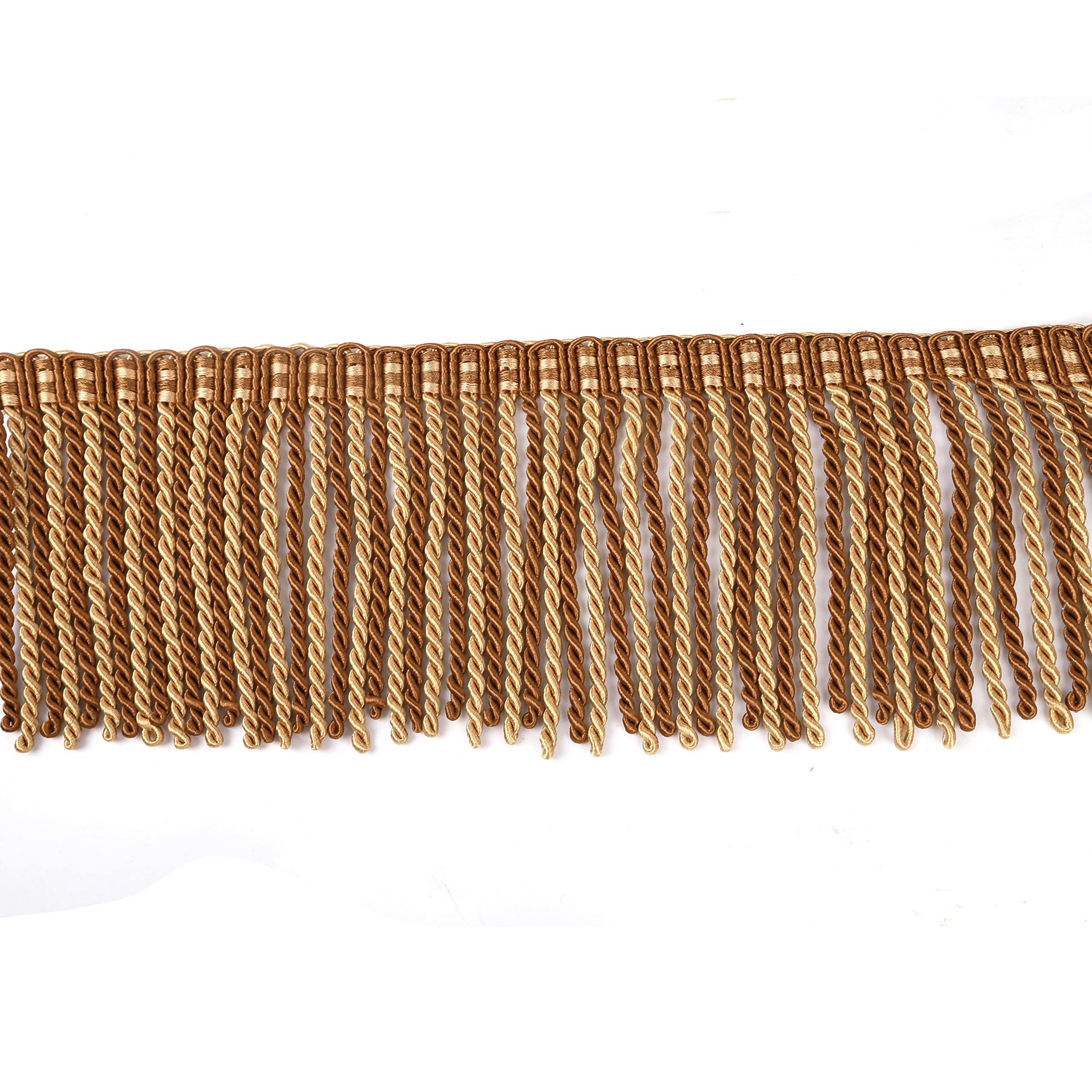 Franges de rideaux café clair BEL AVENIR en tissu à coudre de 4,6m pour canapés