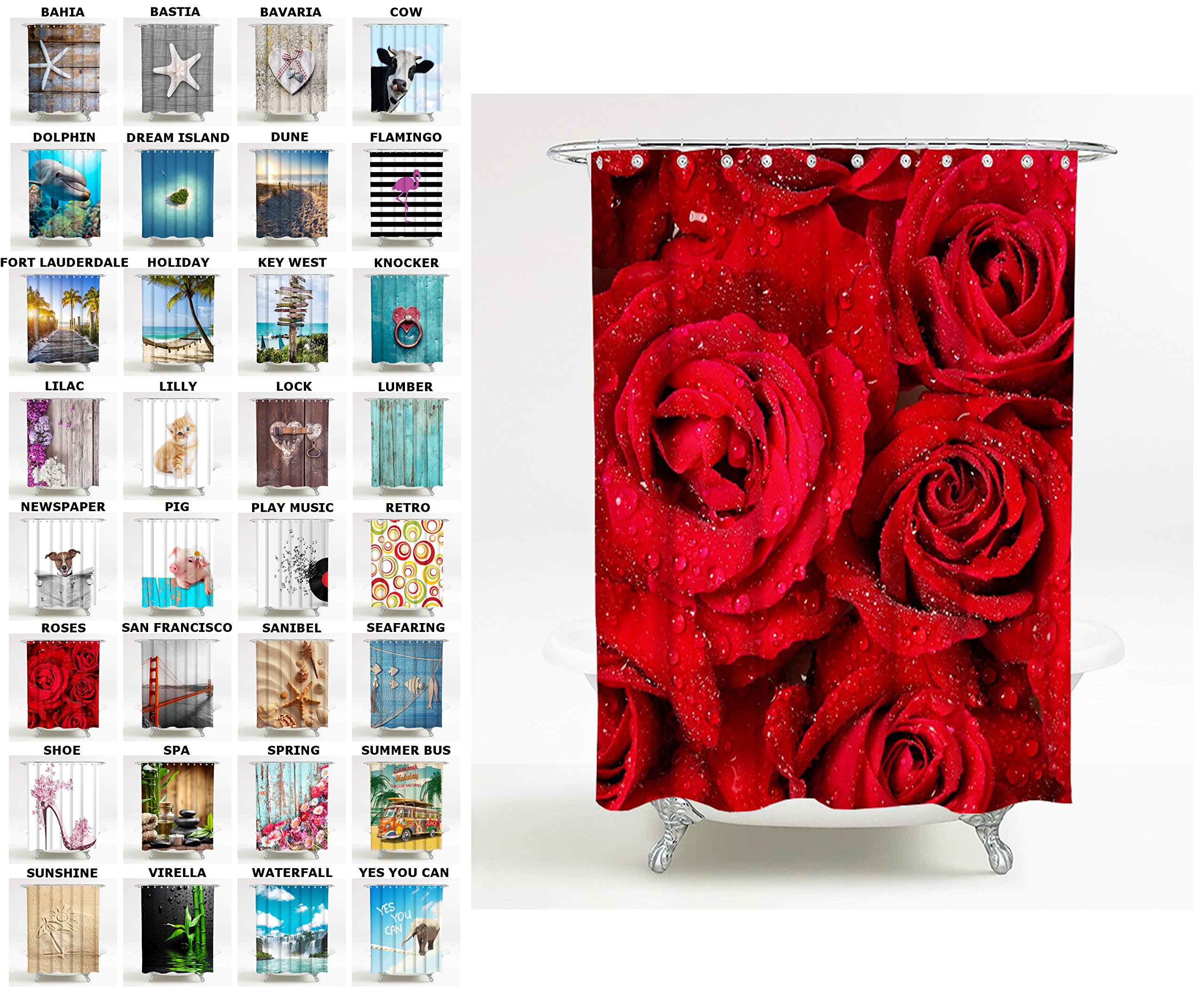 Sanilo Shower Curtain, Wide Choice of Beautiful Shower Curtains, Waterproof, Anti-Mould, with 12 Rings (180 x 200 cm, Roses) โ image 1