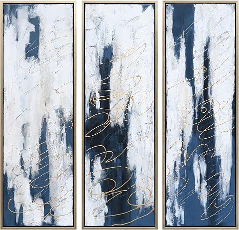 Empire Art Direct Abstract Wall Art Textured Hand Painted Canvas Triptych, 60" x